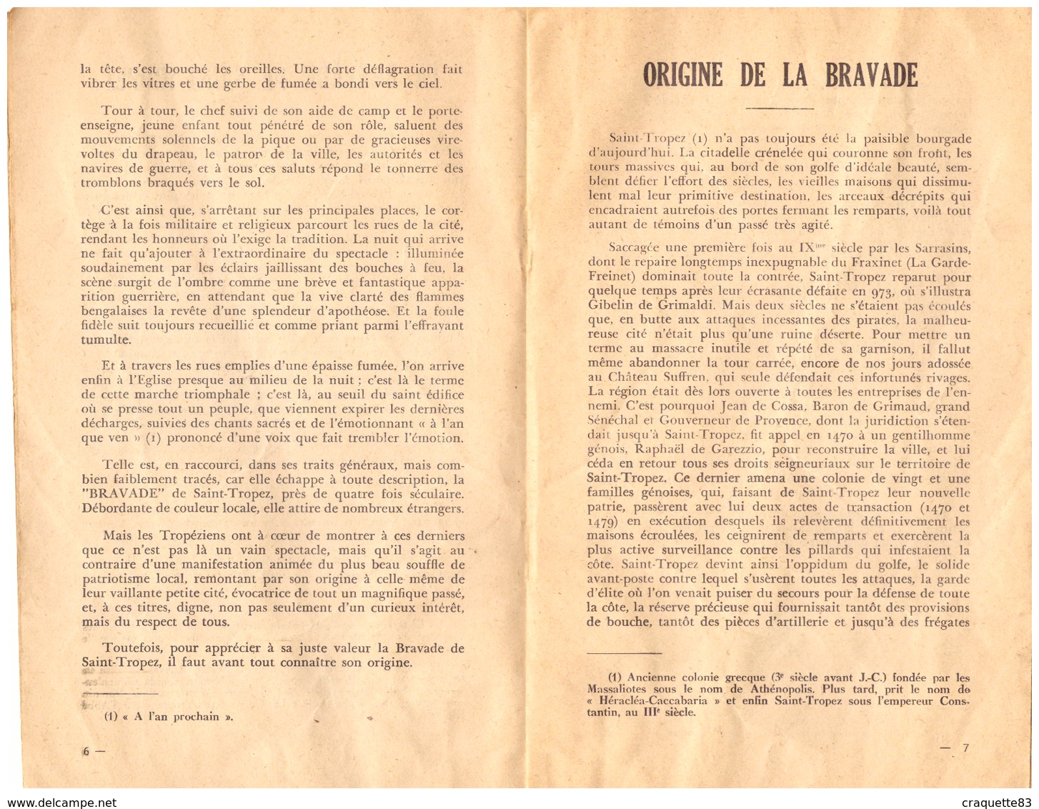 LES BRAVADES -ST TROPEZ-VAR 1954  15 PAGES - Programme