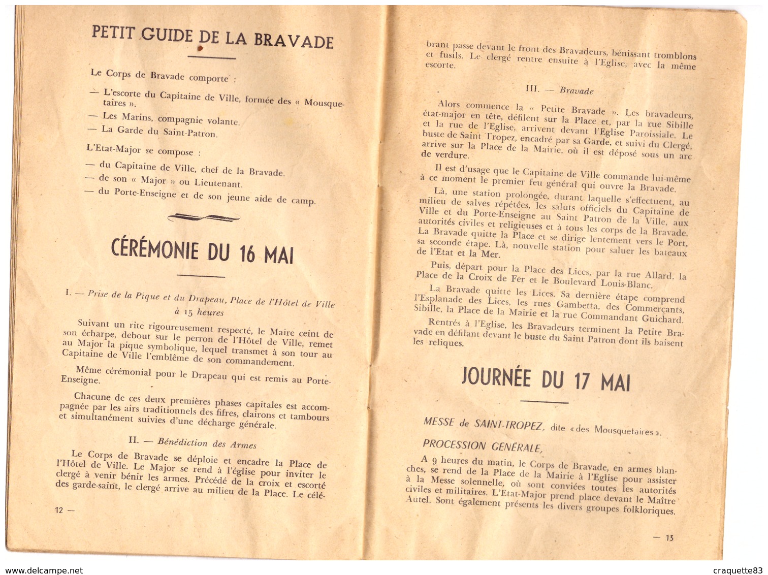 LES BRAVADES -ST TROPEZ-VAR 1954  15 PAGES - Programmes
