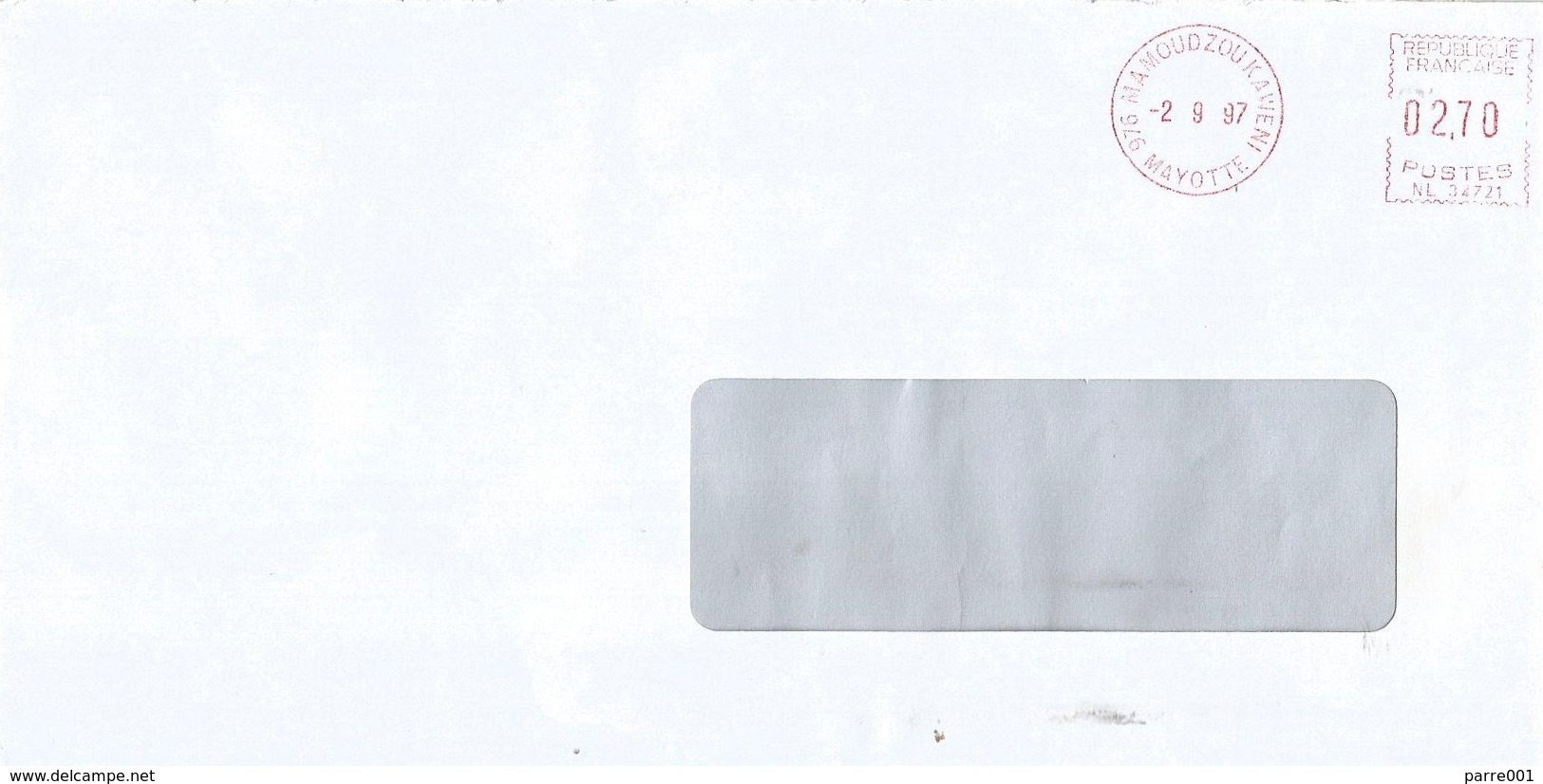 Mayotte 1997 Mamoudzou Kaweni Meter SECAP NL34721 EMA Cover - Storia Postale