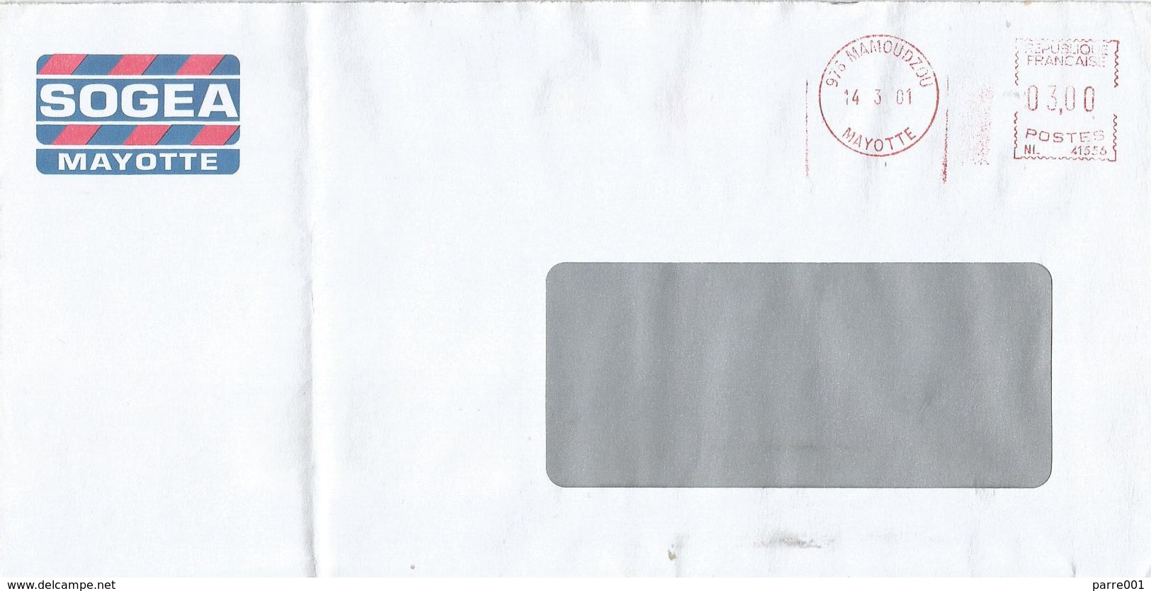 Mayotte 2001 Mamoudzou Meter SECAP NL41556 EMA Cover - Lettres & Documents