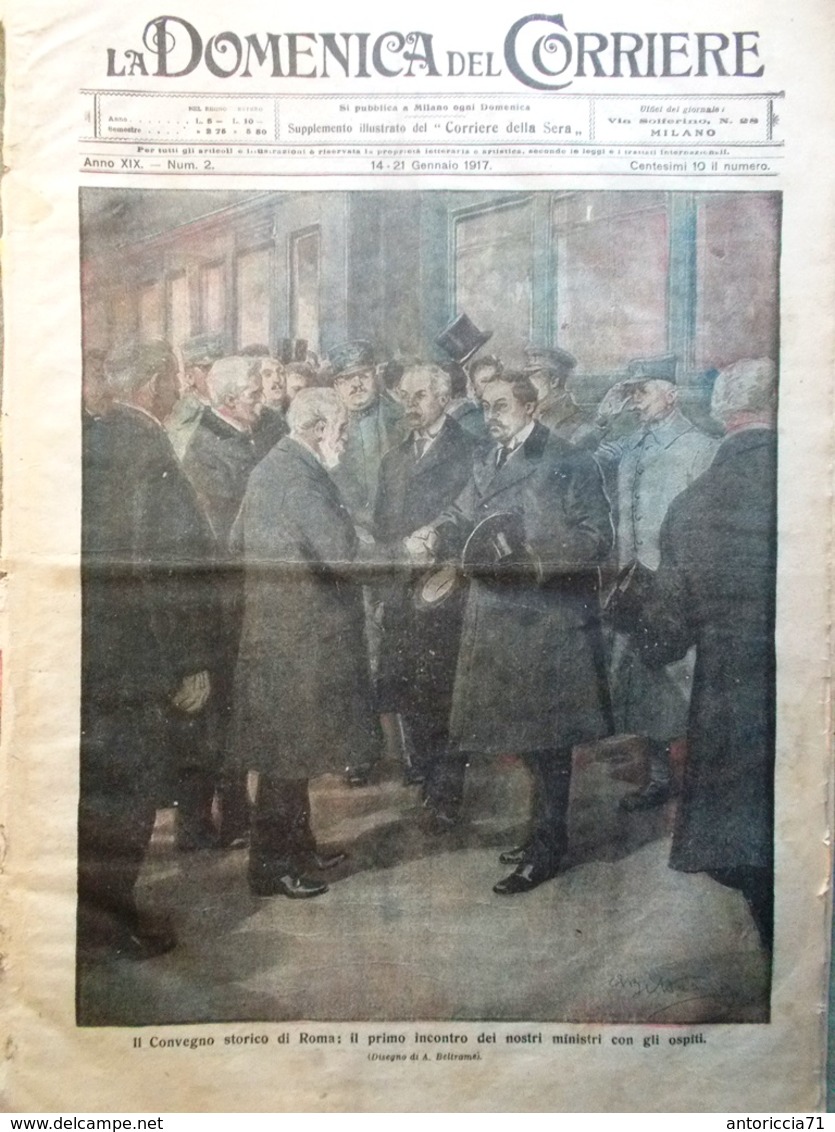 La Domenica Del Corriere 14 Gennaio 1917 WW1 Convegno Di Roma Rasputin Reichstag - Guerra 1914-18