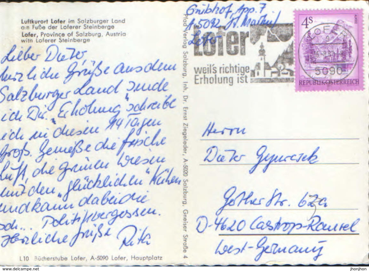 Osterreich - Postcard Circulated In 1982- Health Resort Lofer - Partial Overview - 2/scans - Lofer