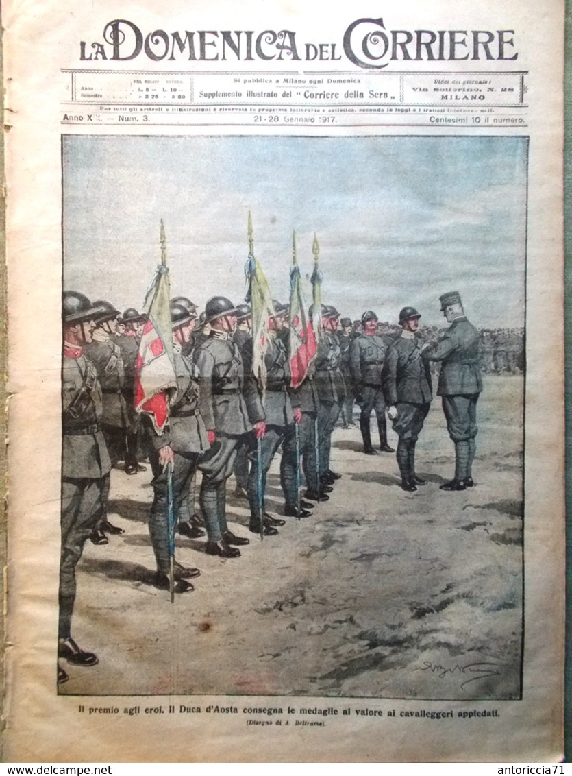 La Domenica Del Corriere 21 Gennaio 1917 WW1 Morte Buffalo Bill Fokker Medaglie - War 1914-18