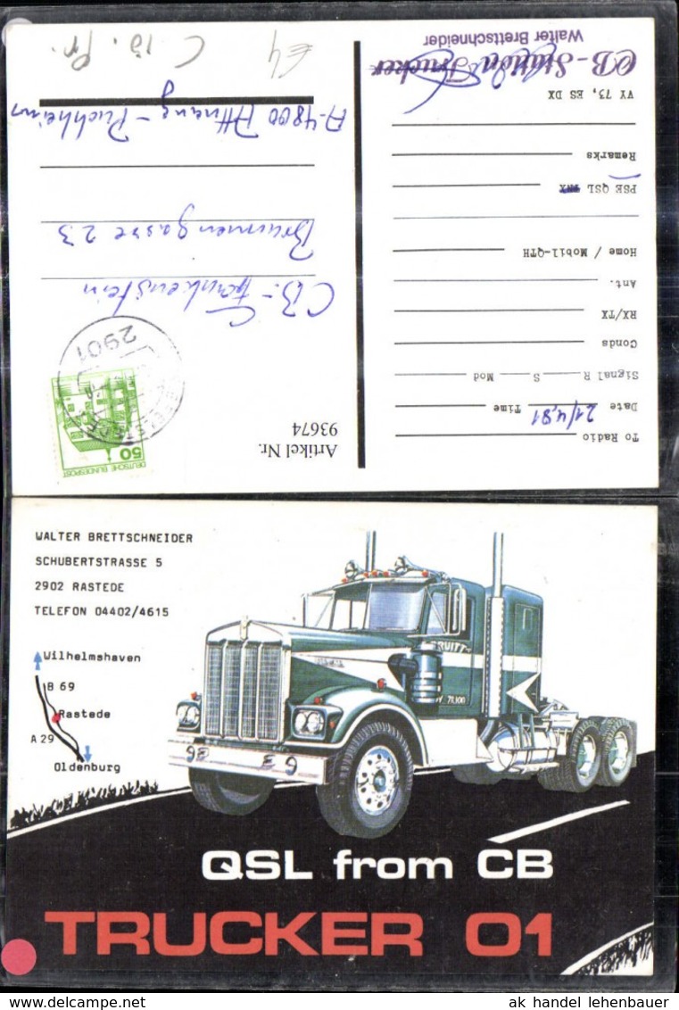 93674,QSL CB Karte Rastede Trucker 01 LKW Truck - Sonstige & Ohne Zuordnung