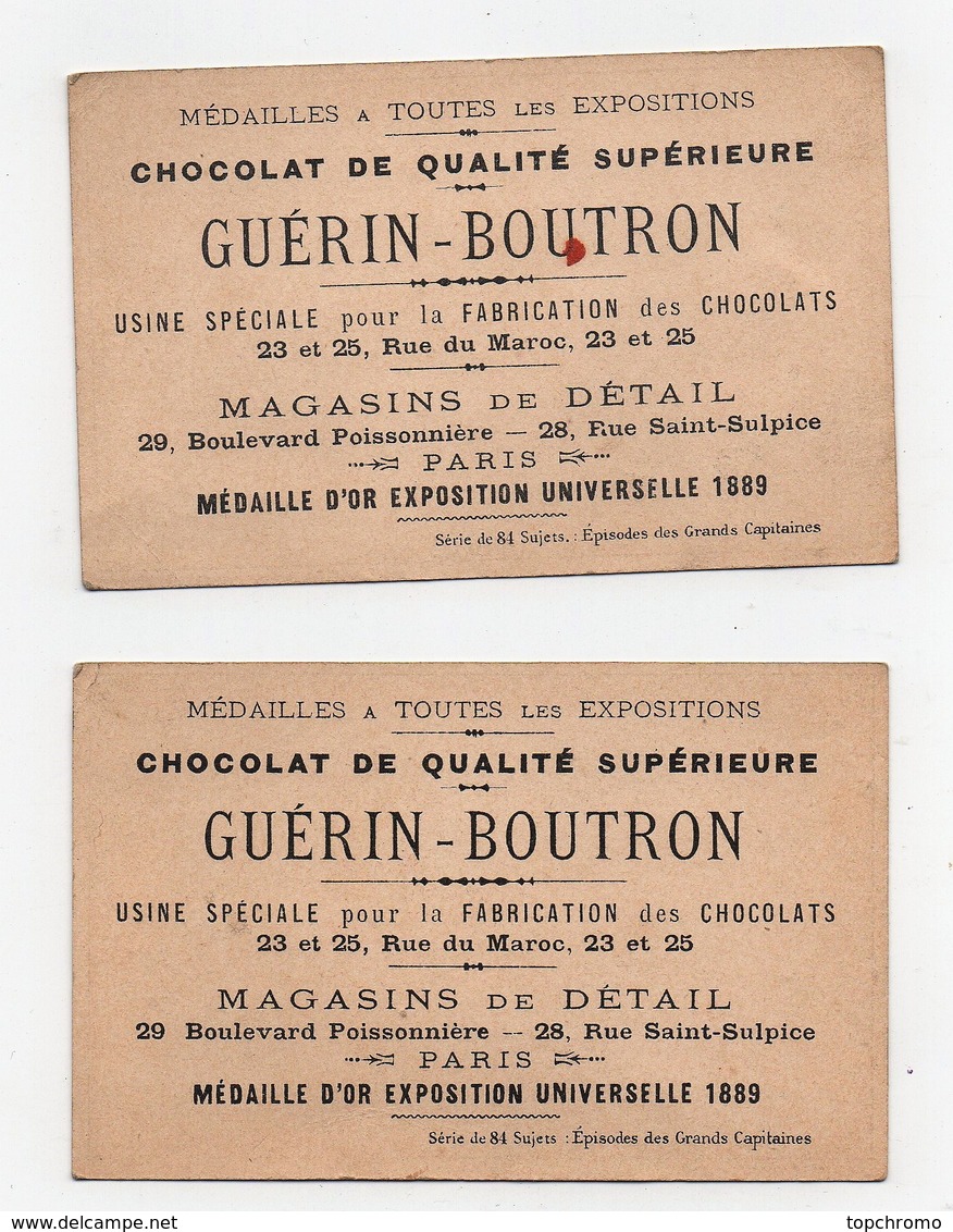 CHROMO Chocolat Guérin-Boutron Caby & Chardin Abd-El-Kader Reddition Maroc Bugeaud Dugay-Trouin Tunisie (2 Chromos) - Guérin-Boutron