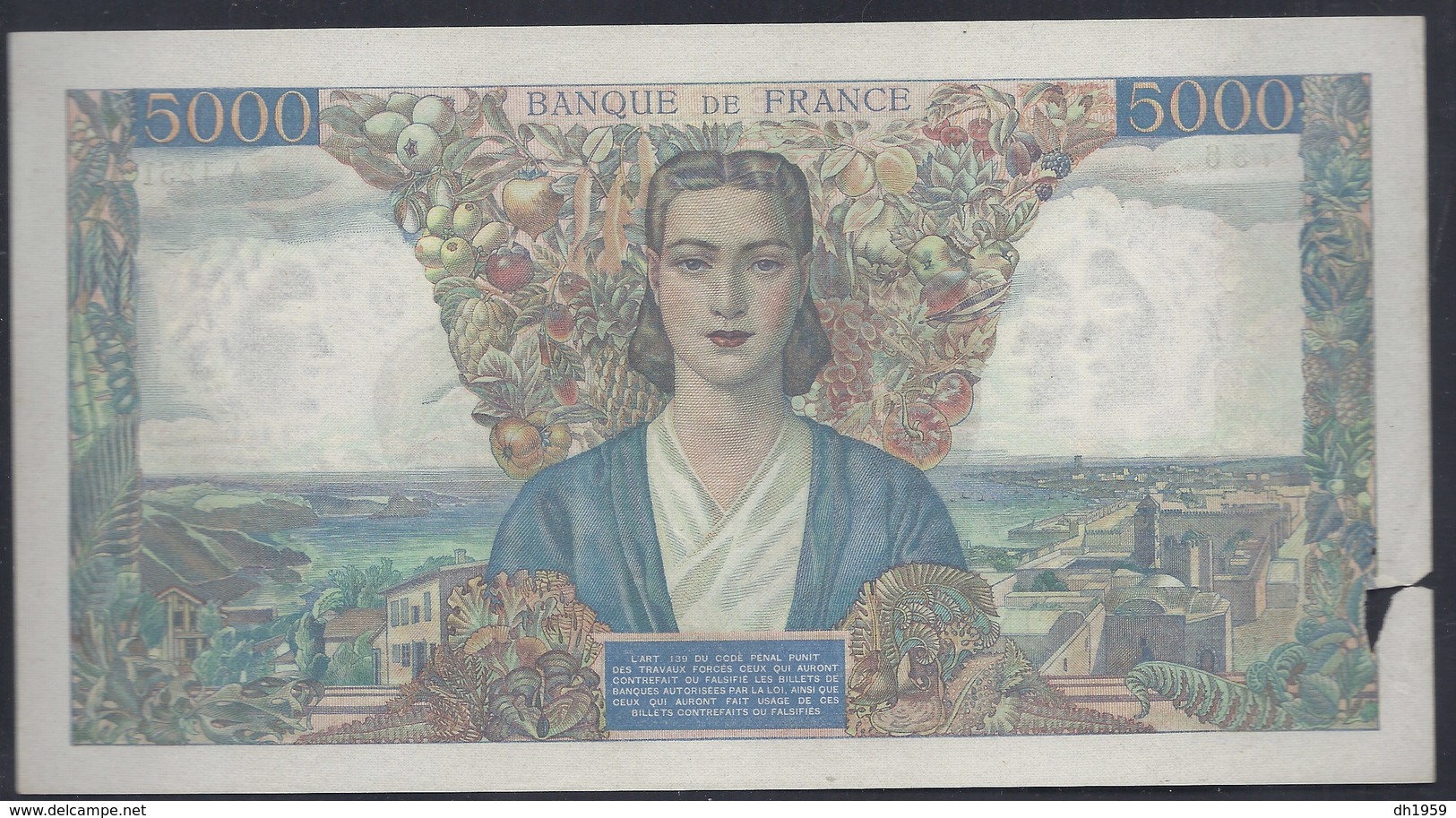 5000 FRANCS CINQ MILLES EMPIRE FRANCE BANKNOTE BILLET BANQUE GELDSCHEIN - 5 000 F 1942-1947 ''Empire Français''