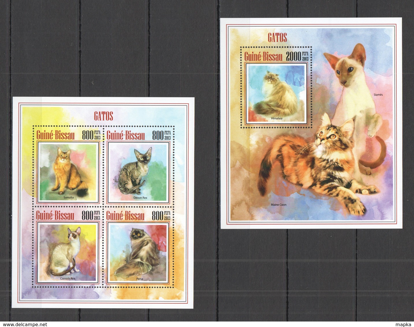 SS997 2013 GUINE GUINEA-BISSAU ANIMALS PETS DOMESTIC CATS GATOS 1KB+1BL MNH - Chats Domestiques