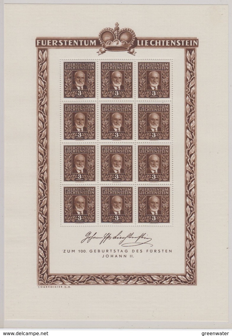 Liechtenstein 1940 Geburtstag Fürst Johann II 1v Sheetlet * Mh (mint, Hinged) Stamps Are Mnh (F7701) - Ongebruikt