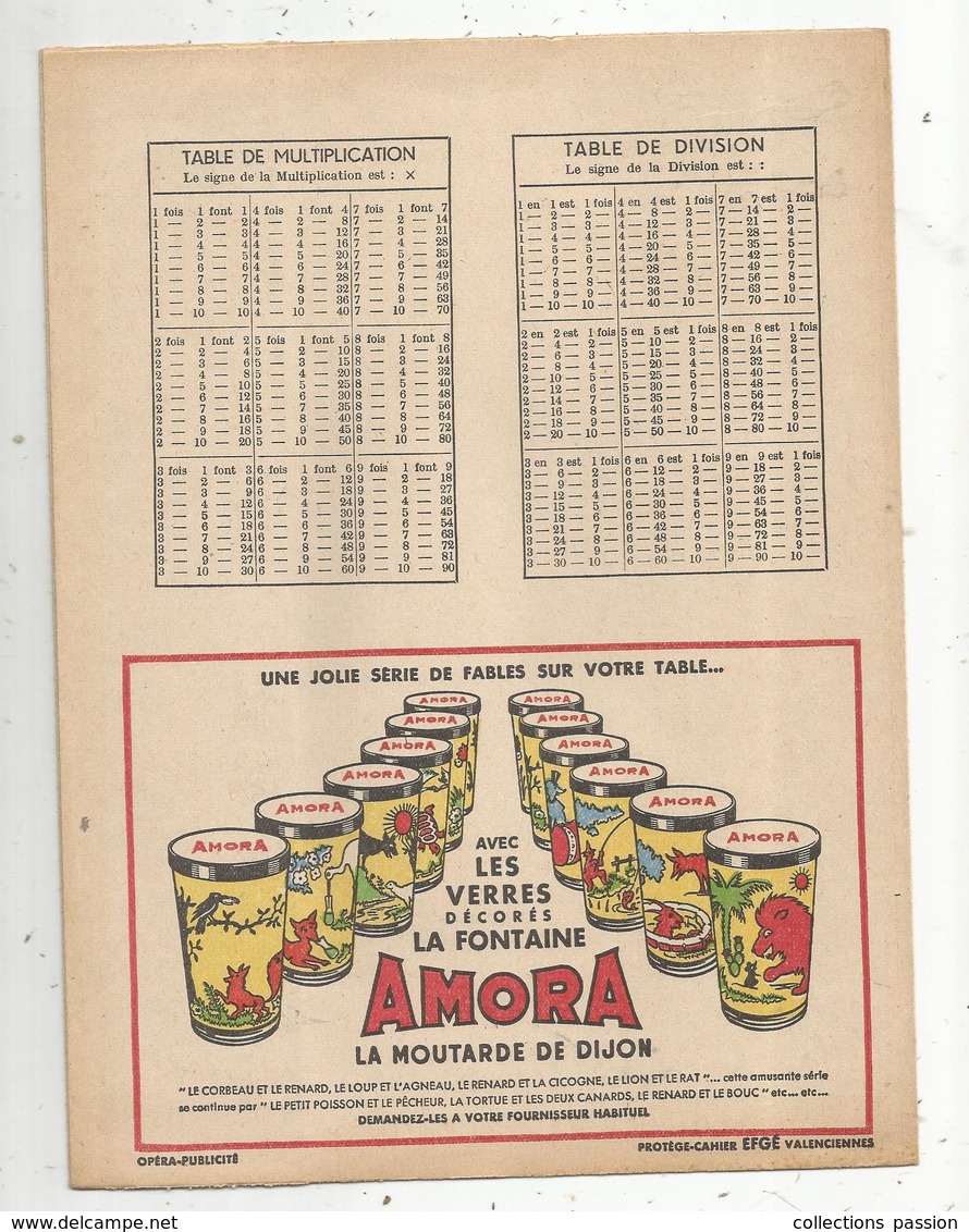 Protége Cahier , AMORA , Ses Verres Décorés LA FONTAINE,  2 Scans, Frais Fr : 1.75€ - Protège-cahiers