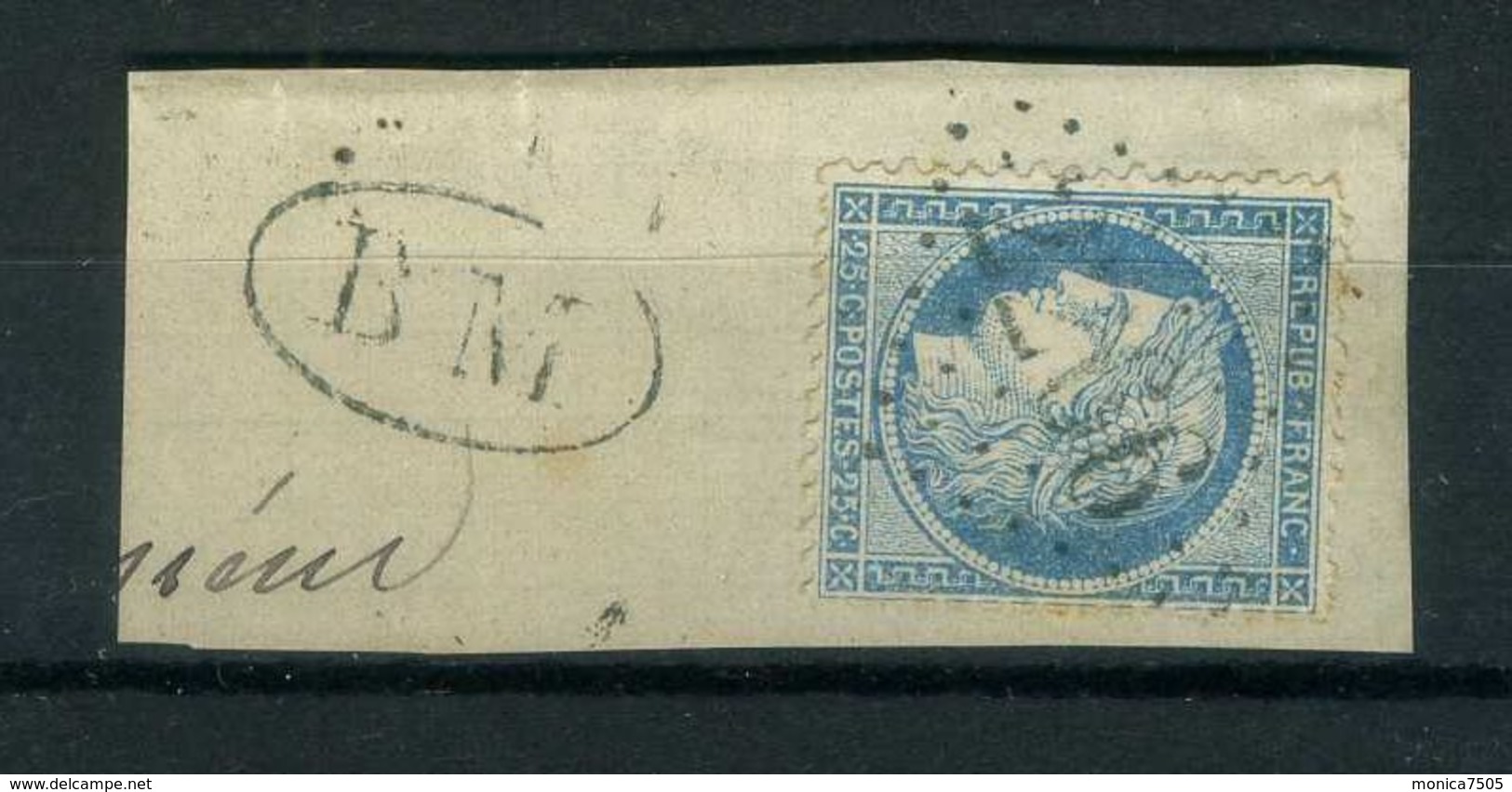 FRANCE ( POSTE )  :  Y&T  N°  ? , TIMBRE  BIEN  OBLITERE , SUR  FRAGMENT . - 1871-1875 Ceres