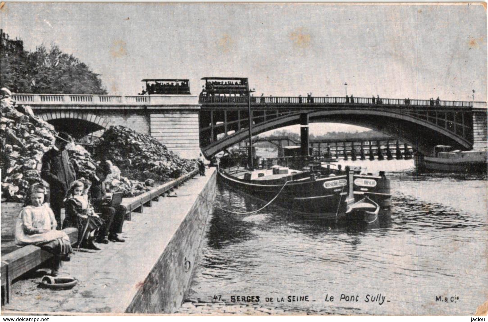 BERGES DE LA SEINE ,PONT SULLY ,PENICHE ,DETAILS A VOIR !! (ED CHOCOLAT DE LA GRANDE TRAPPE)  REF 59386A - Péniches