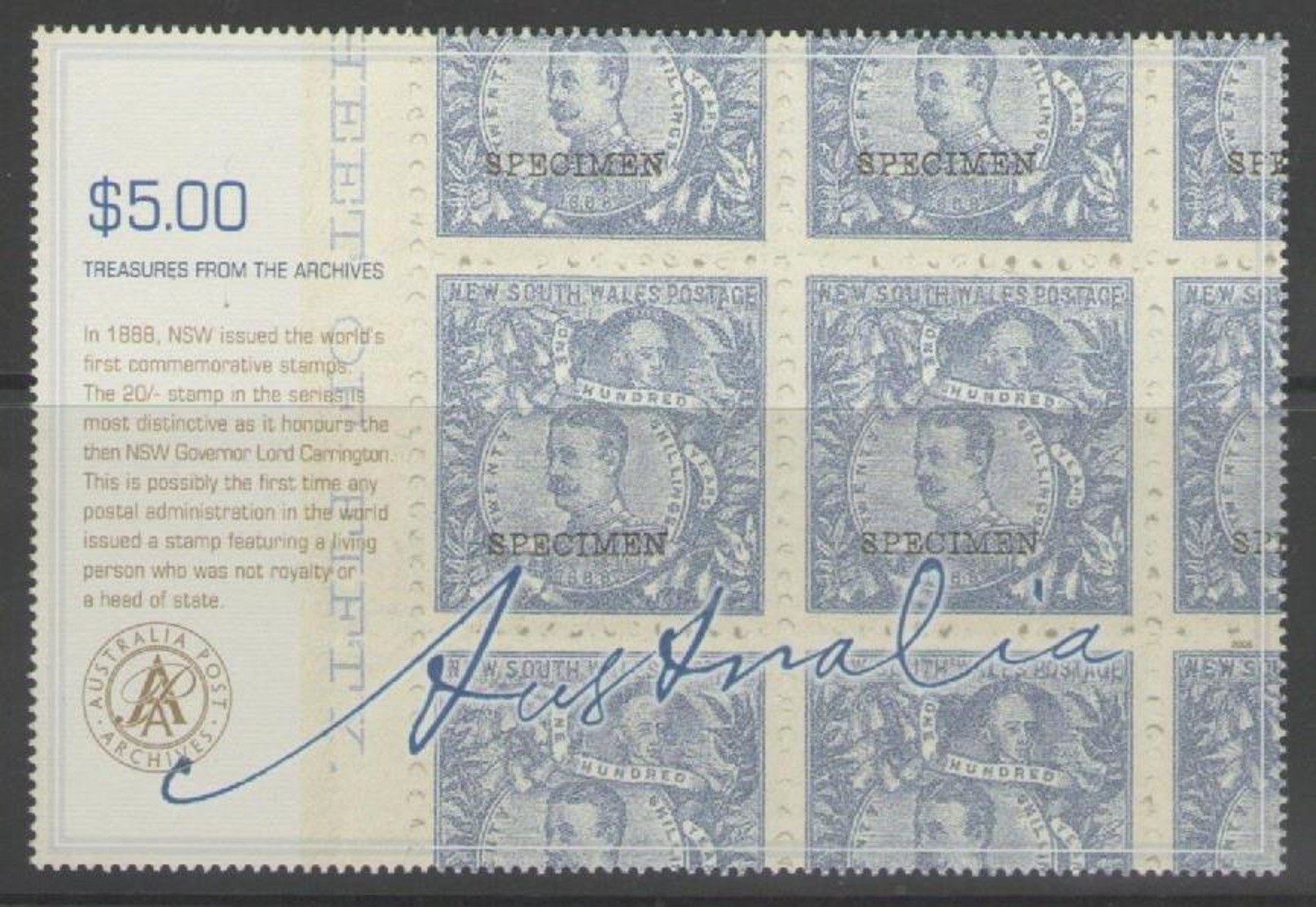 AUSTRALIA, 2005, Treasures From The Archive 1v   Mnh - Nuevos