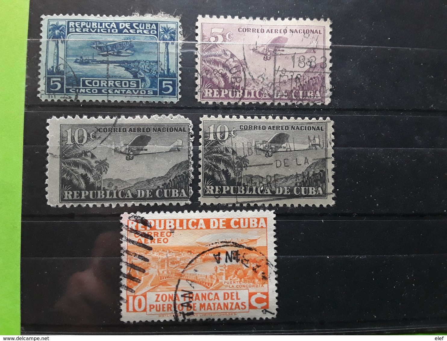 CUBA 1927 - 1936, AEREO Poste Aérienne / Airmail , 5 Timbres , Yvert No 1, 12, 13 (×2) ,18 , Obl TB - Luftpost