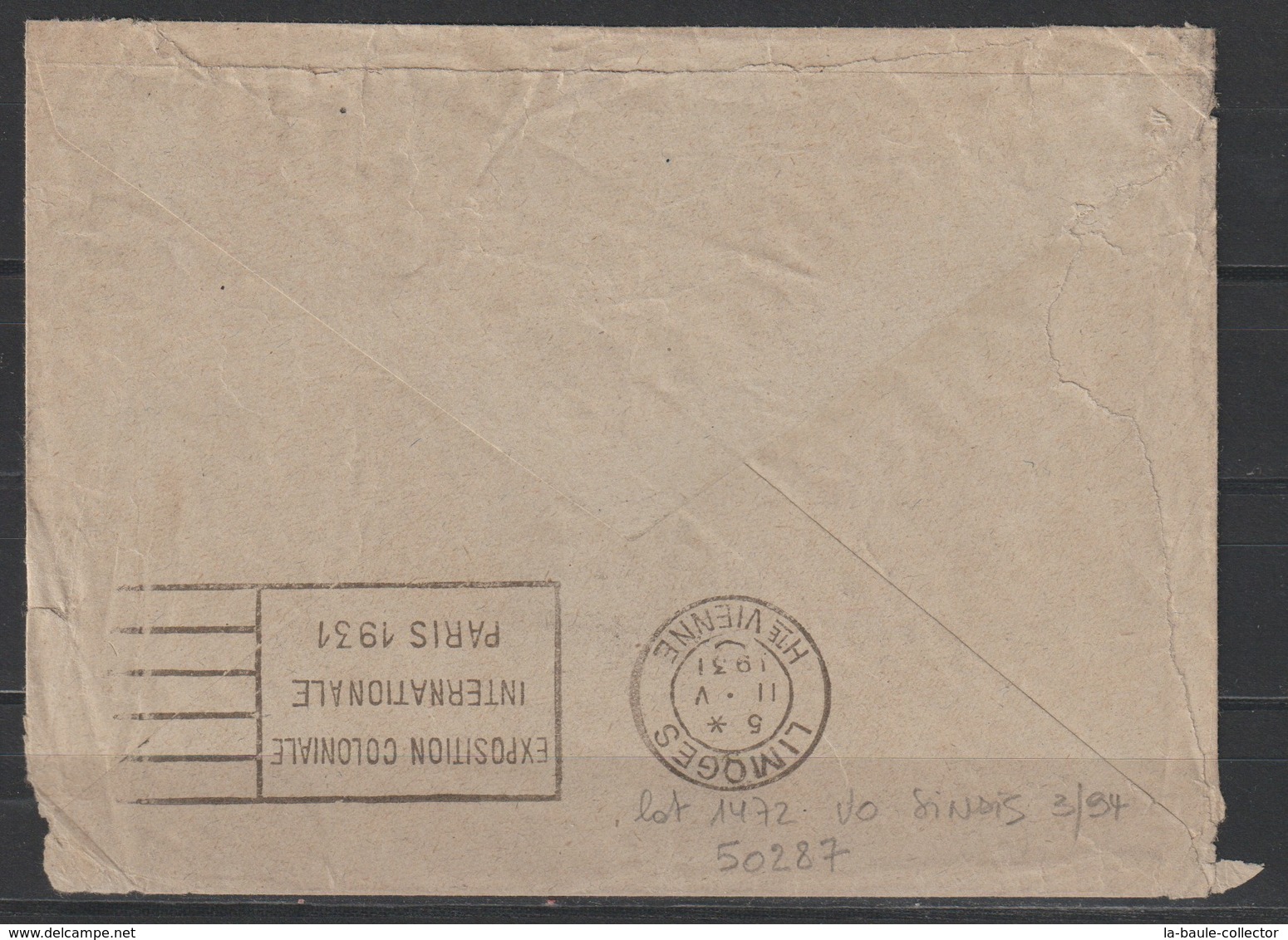 YT 199f L 50c Rouge Pâle Semeuse Lignée Type III, 1/2 Timbre Sur Lettre Du 9.5.1931, Mention "timbre Coupé Par La - 1903-60 Sower - Ligned