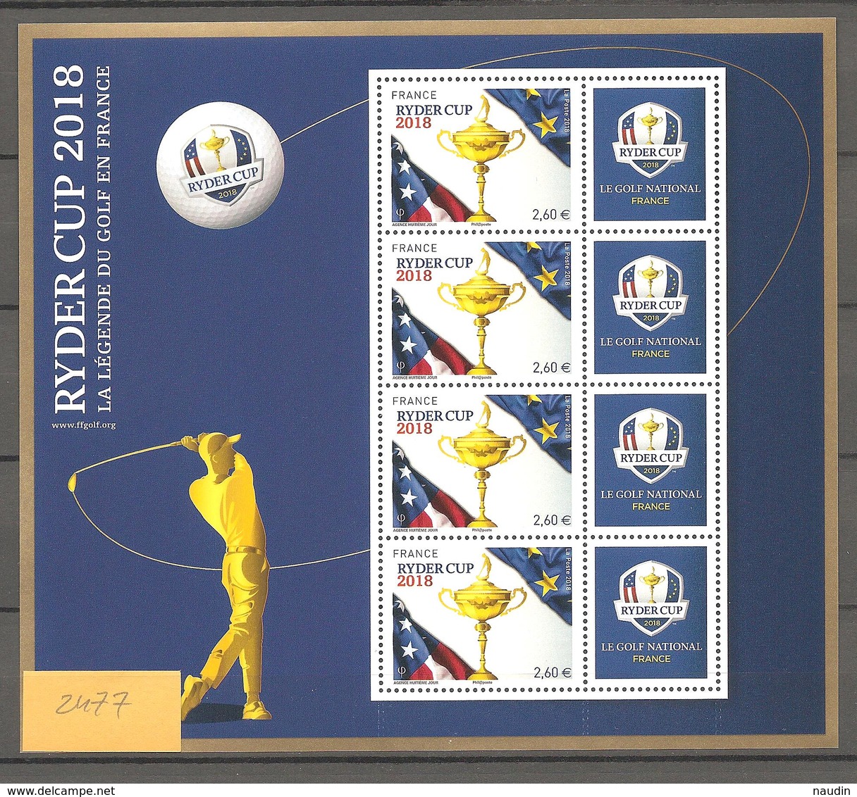 2477–Bloc Feuillet "RYDER CUP 2018" ** T.B. - Neufs