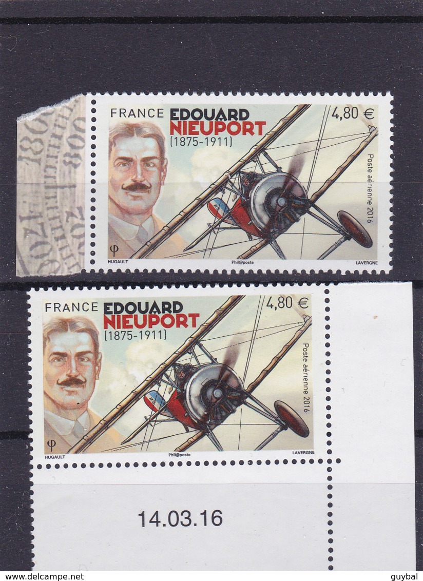 Poste Aérienne  2016 - Edouard Nieuport  N°80 ** - BdF Gauche Illustré Et CD 14-03-2016 - 1960-.... Nuovi