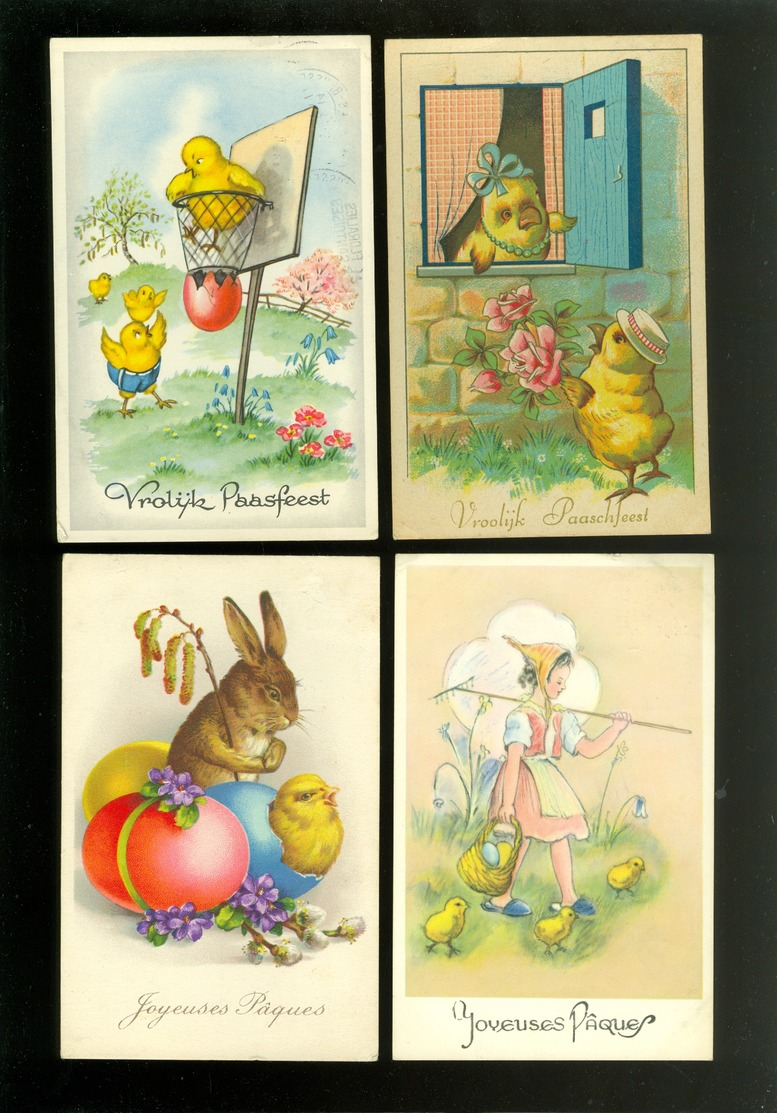 Beau Lot De 60 Cartes Postales De Fantaisie  Pâques   Mooi Lot 60 Postkaarten Van Fantasie  Pasen -  60 Scans - 5 - 99 Postkaarten