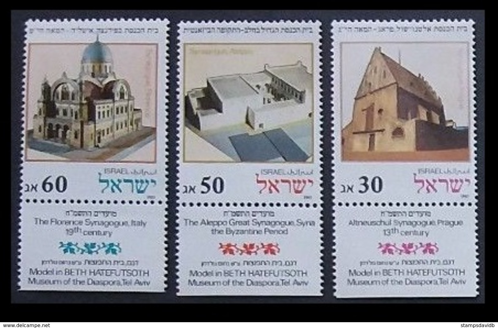 1987	Israel	1070-1072	Synagogues In The Diaspora		4,00 € - Gebruikt (met Tabs)