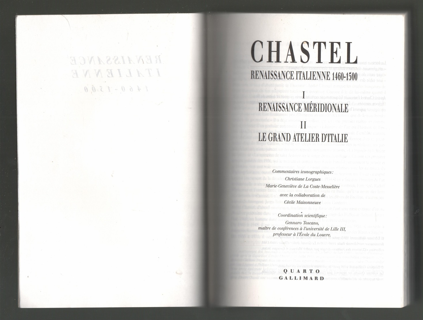 CHASTEL - RENAISSANCE ITALIENNE 1460-1500 - 1999 - Historia