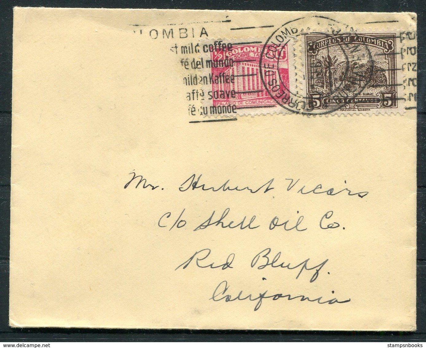 Colombia Pacific Steam Navigation Co. Cover - Shell Oil, Red Bluiff California USA - Colombia