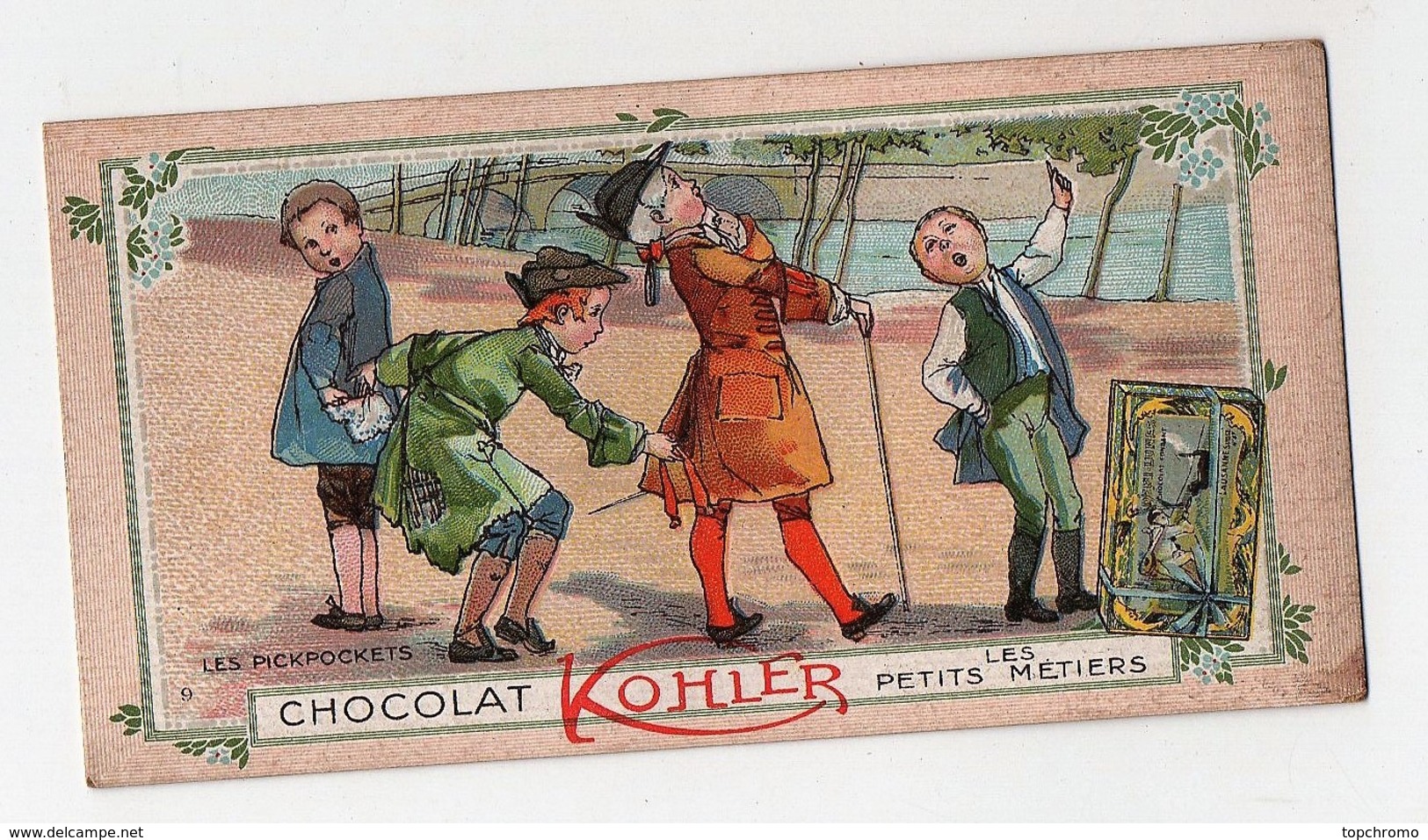 CHROMO Chocolat Kohler Les Petits Métiers Enfants Les Pickpockets N°9 - Autres & Non Classés