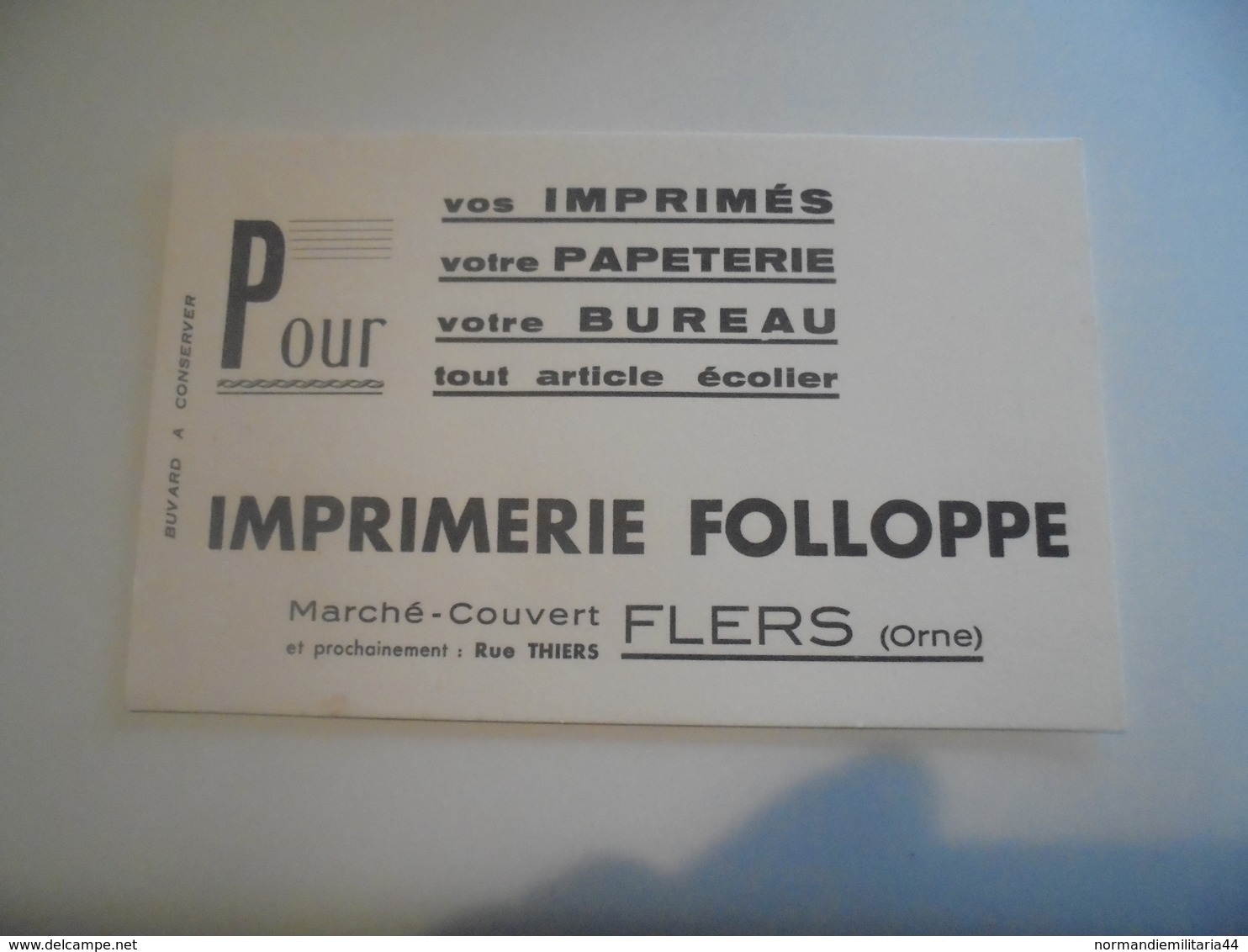 Buvard Imprimerie FOLLOPPE Flers  61 - I