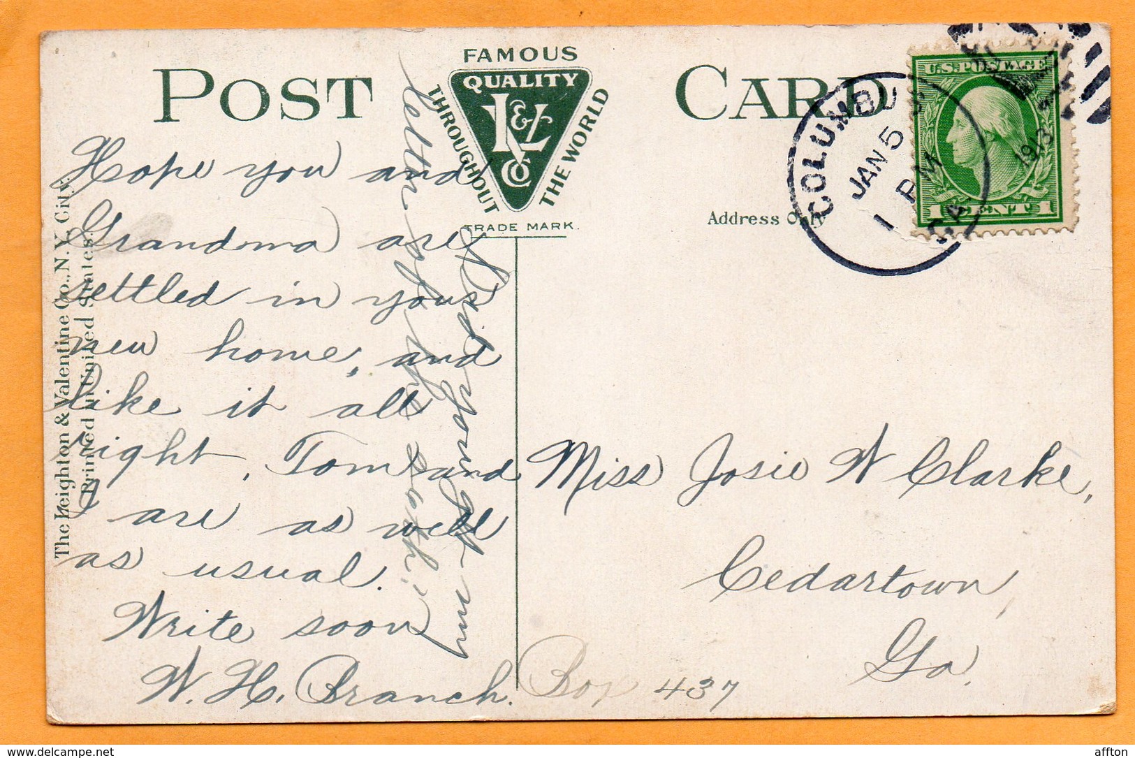 Columbus GA 1912 Postcard - Columbus