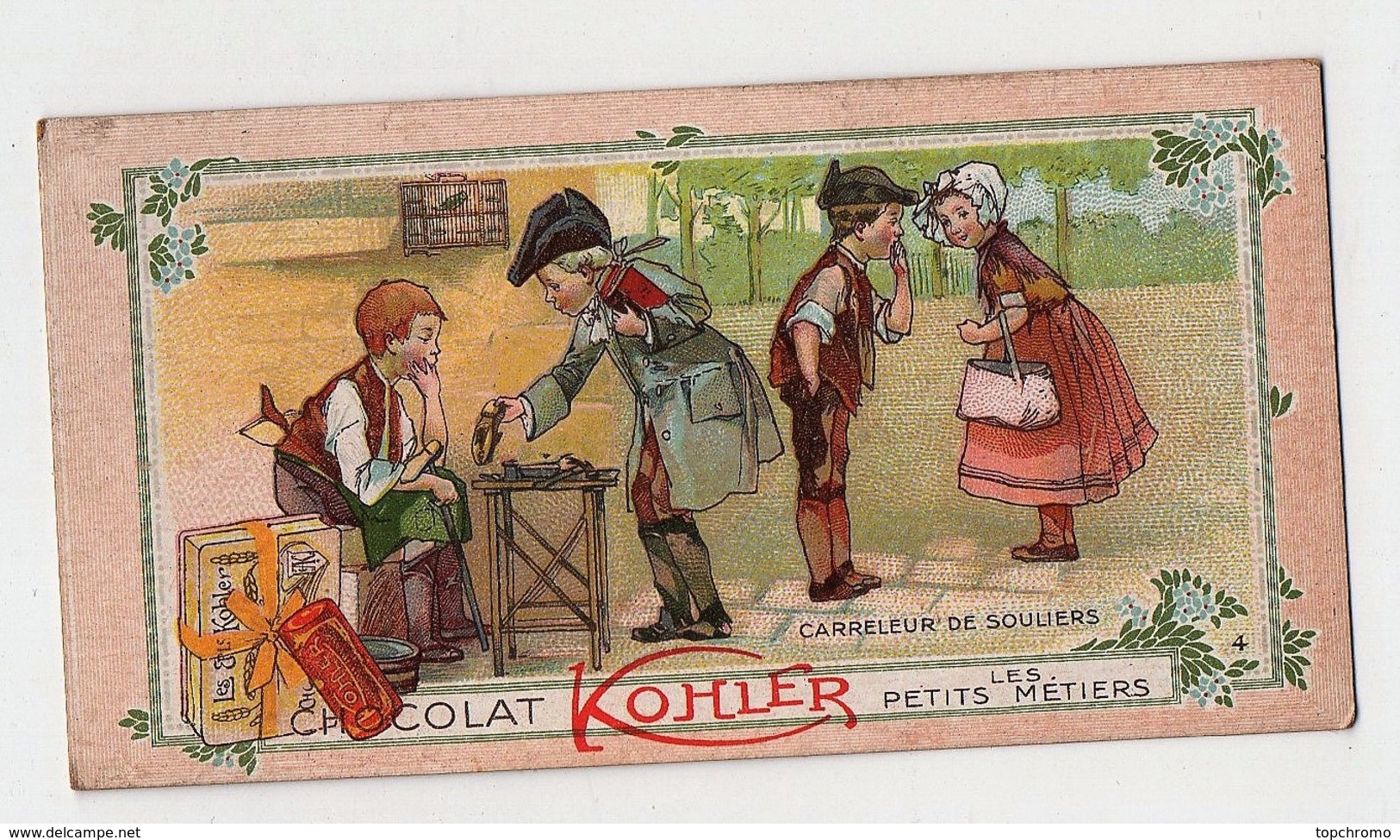 CHROMO Chocolat Kohler Les Petits Métiers Enfants Le Carreleur De Souliers N°4 - Autres & Non Classés