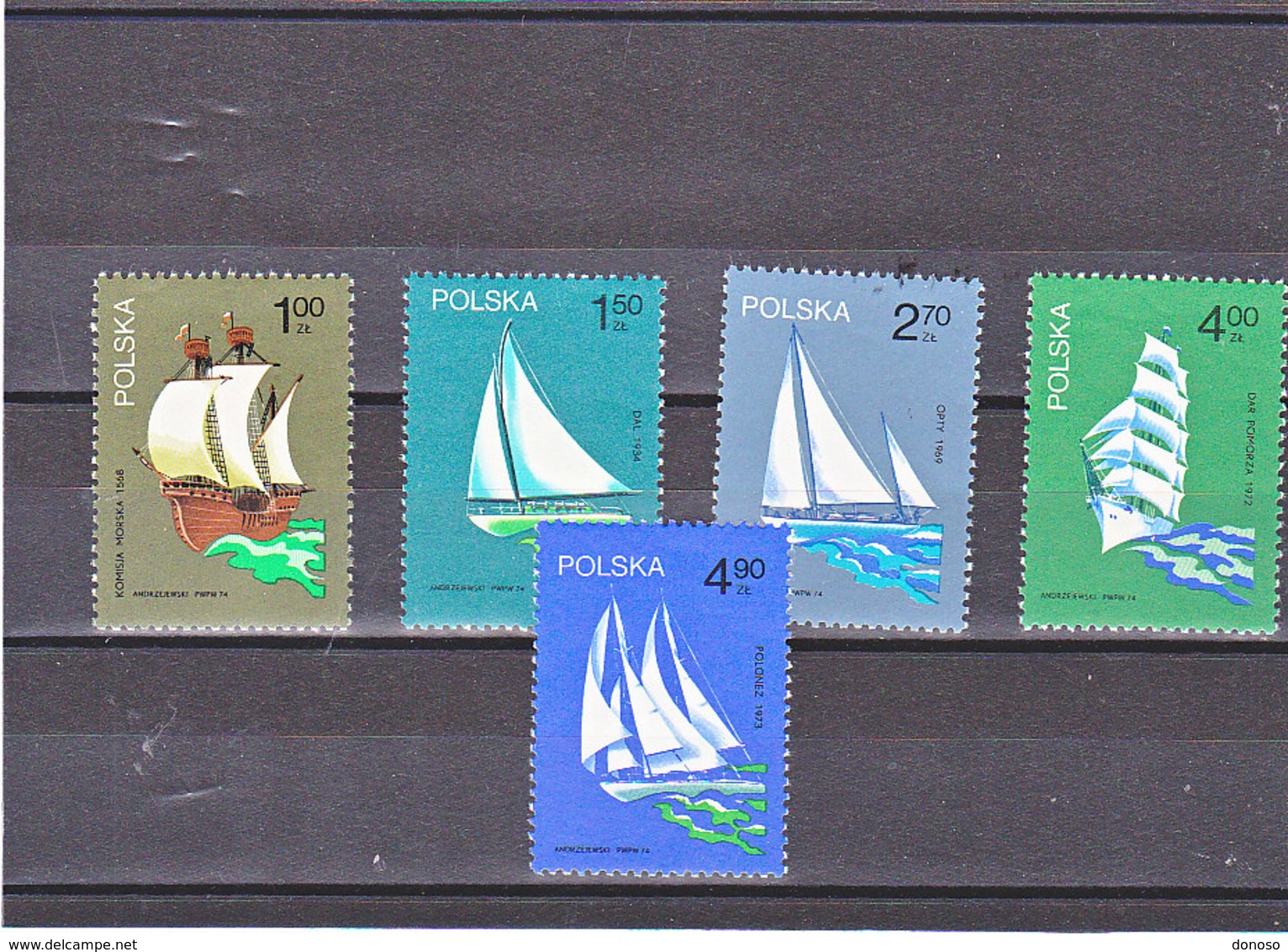 POLOGNE 1974 BATEAUX Yvert 2157-2161 NEUF** MNH - Unused Stamps