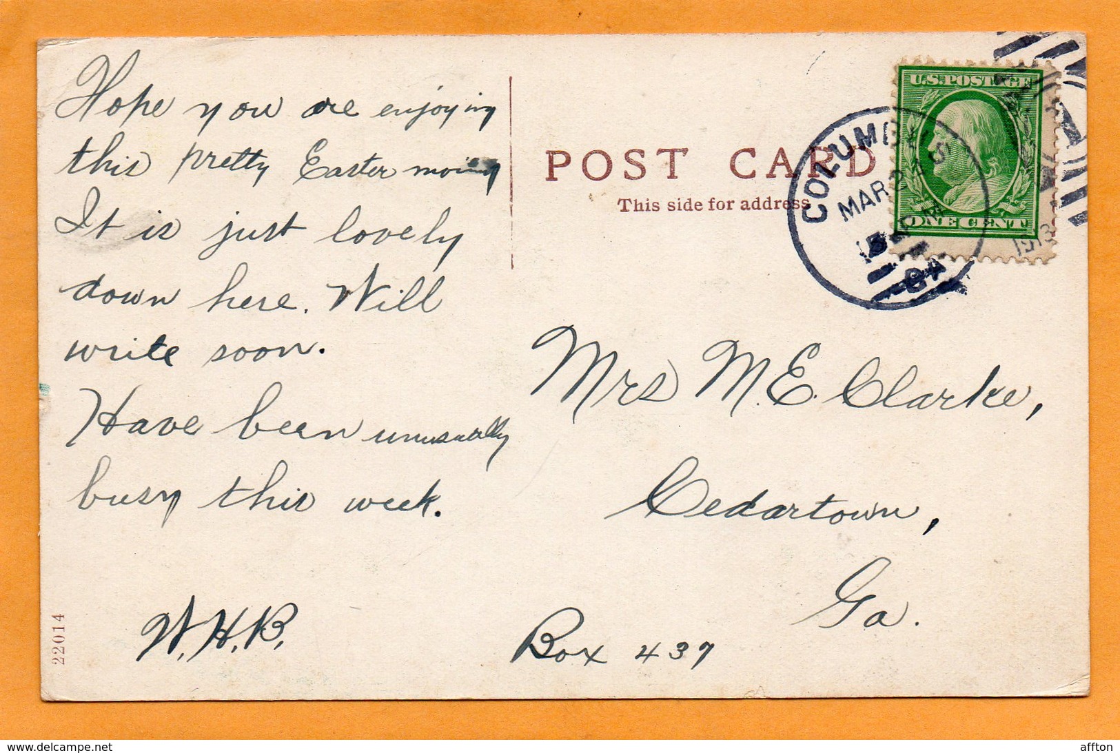 Columbus GA 1910 Postcard - Columbus