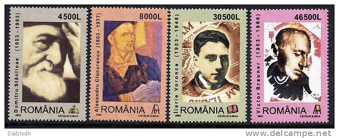 ROMANIA 2003 Cultural Personalities  MNH / **.  Michel 5737-40 - Unused Stamps