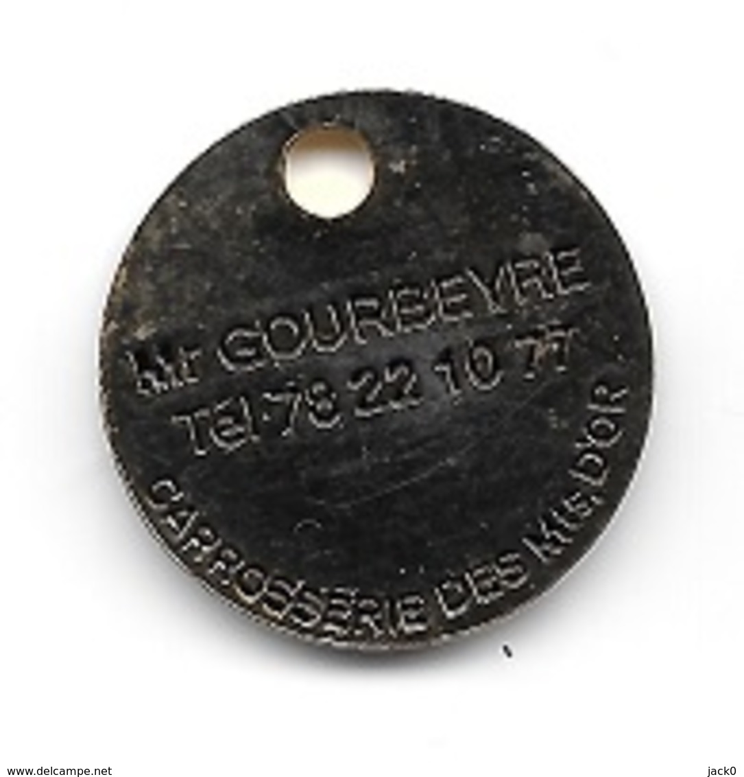 Jeton De Caddie Ville, Automobile  Mr GOURBEYRE CARROSSERIE DES MONTS D' OR, SAINT ROMAIN AU MONT D'OR ( 69 ) - Trolley Token/Shopping Trolley Chip