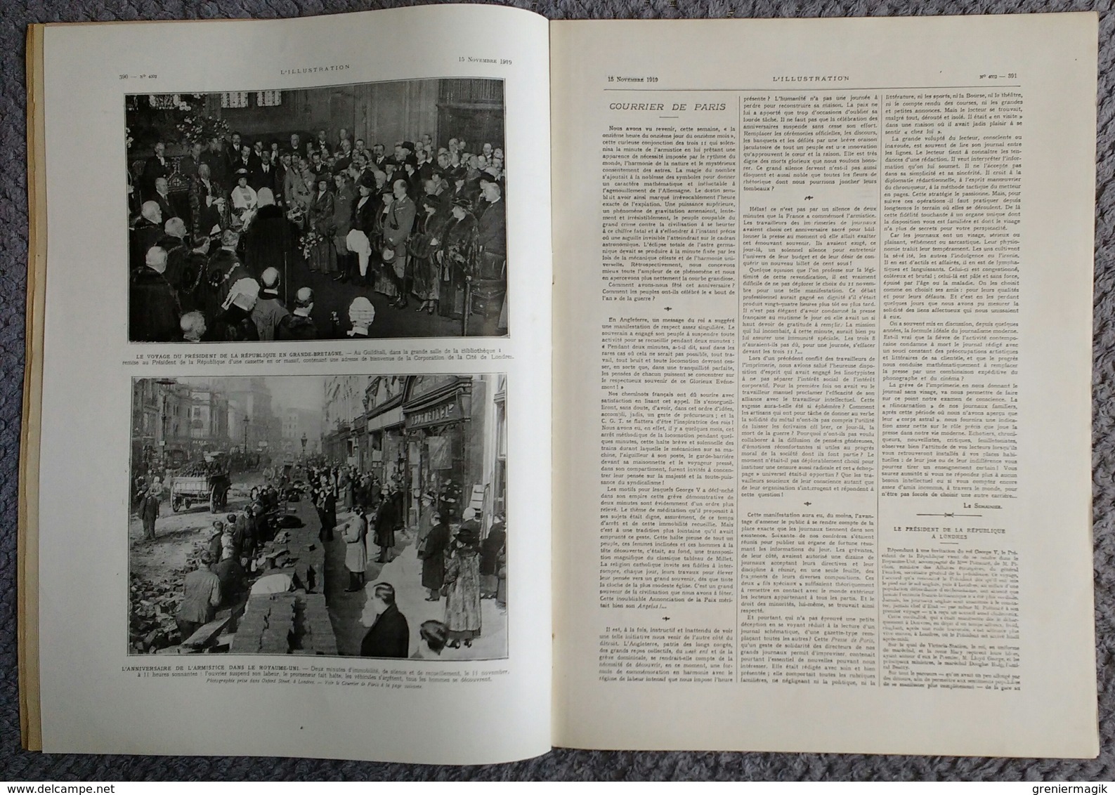 L'Illustration 4002 15 novembre 1919 Kharkof/Blasons/Lens Béthune Péronne/L'atelier de Courbet/Ambre de Nubie Paris