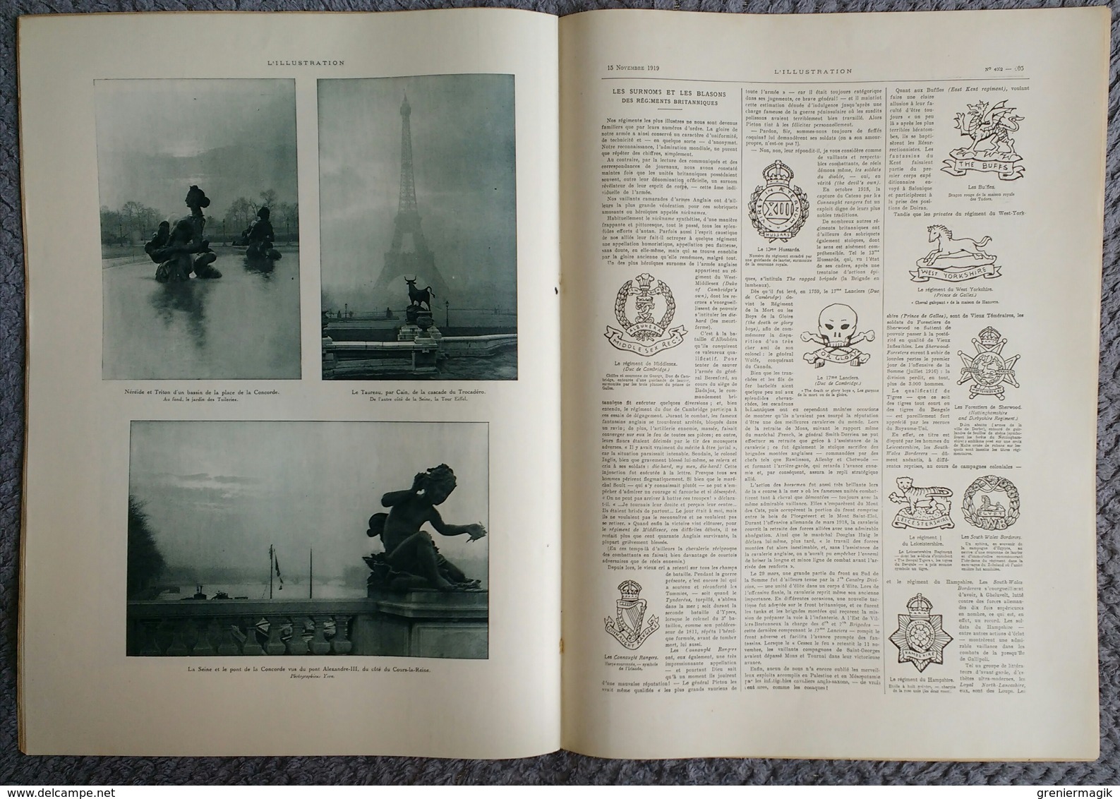 L'Illustration 4002 15 novembre 1919 Kharkof/Blasons/Lens Béthune Péronne/L'atelier de Courbet/Ambre de Nubie Paris