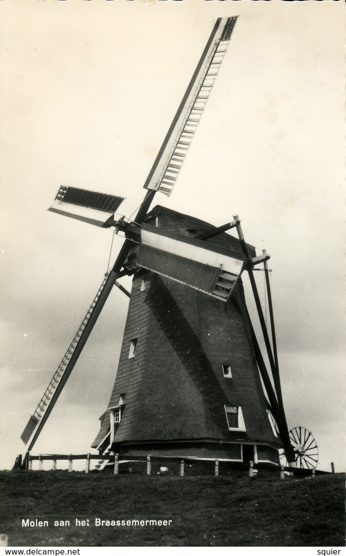 Rijnsaterwoude, Geestmolen, Poldermolen, Braassemermeer, Windmill, Real Photo - Windmolens