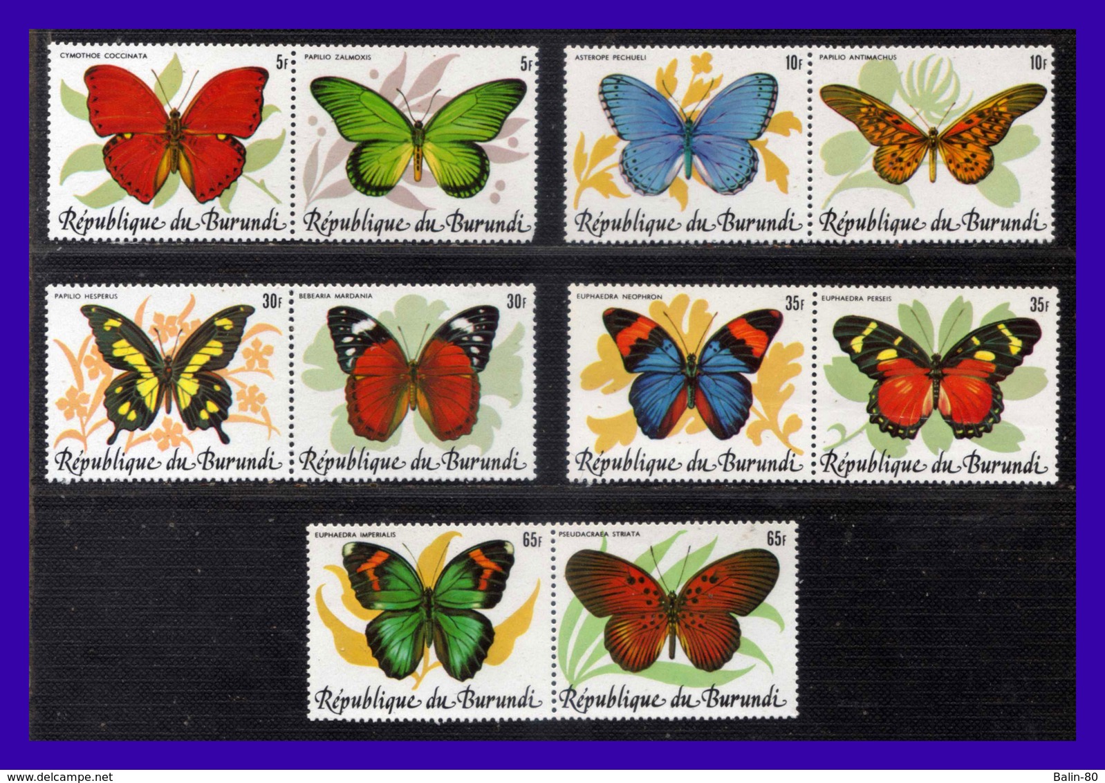 1984 - Burundi  - Sc. 611 - 615  - Set Of Pair - MNH - BU- 345 - Leve Pliegue Solo En La Goma - Ver Scan - Camerún (1960-...)