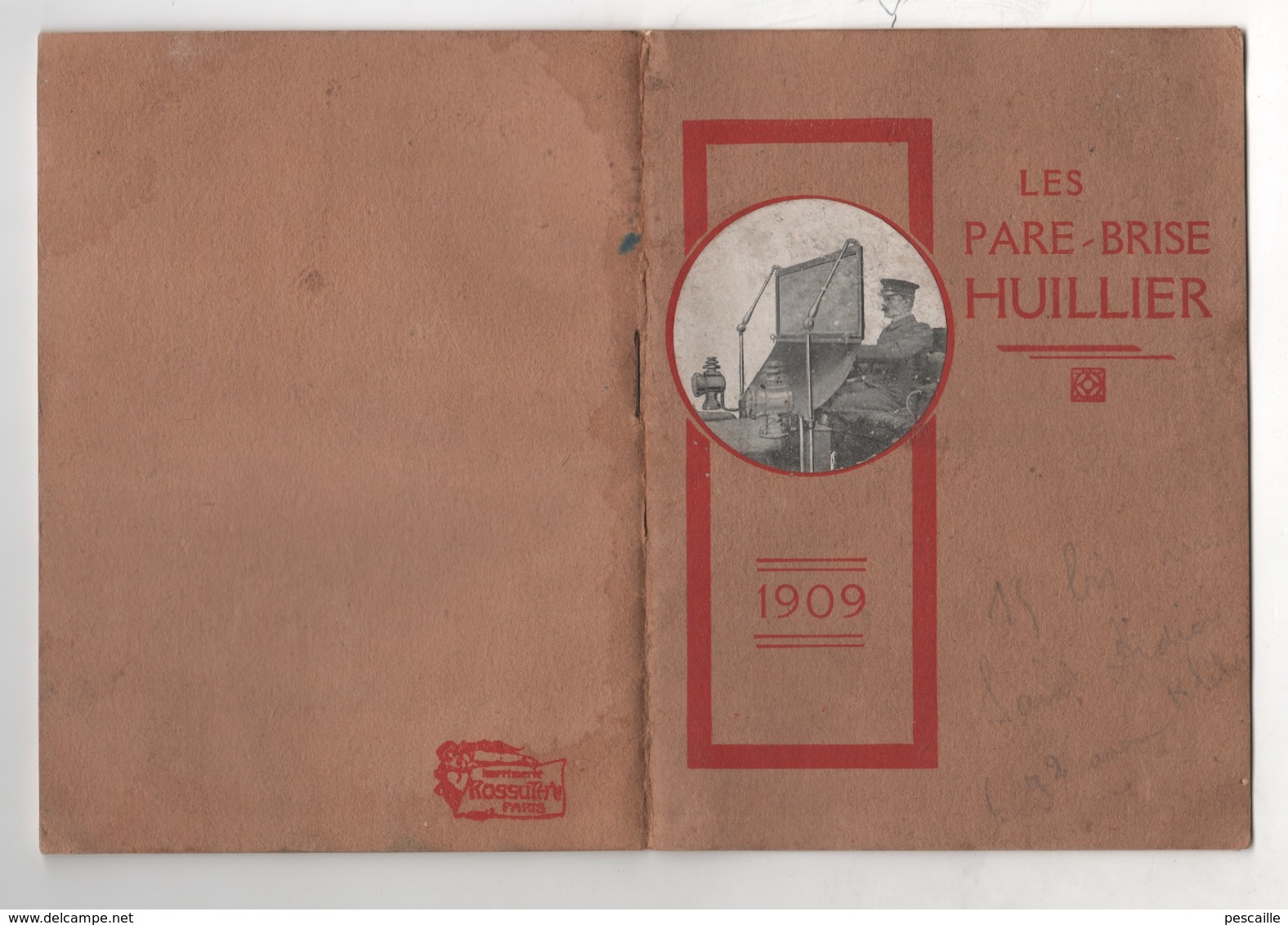 RARE - 1909 - ACCESSOIRES POUR AUTOMOBILE - DEPLIANT PUBLICITAIRE LES PARE-BRISE HUILLIER - - Publicidad