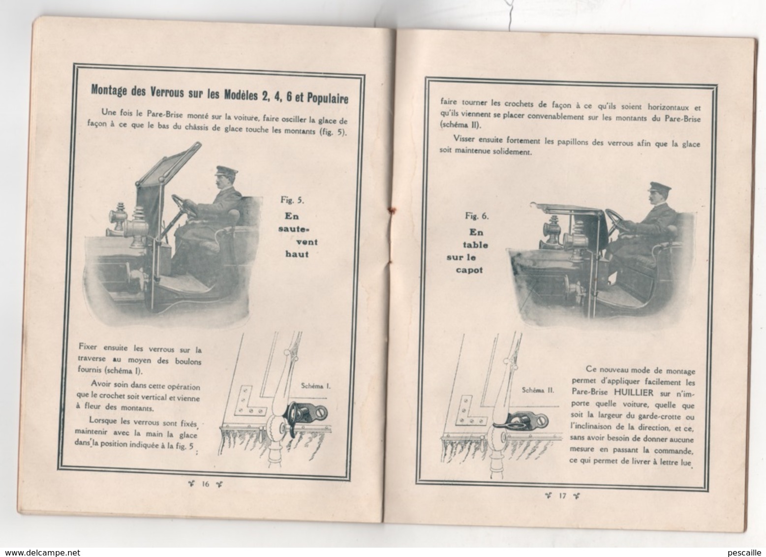 RARE - 1909 - ACCESSOIRES POUR AUTOMOBILE - DEPLIANT PUBLICITAIRE LES PARE-BRISE HUILLIER -