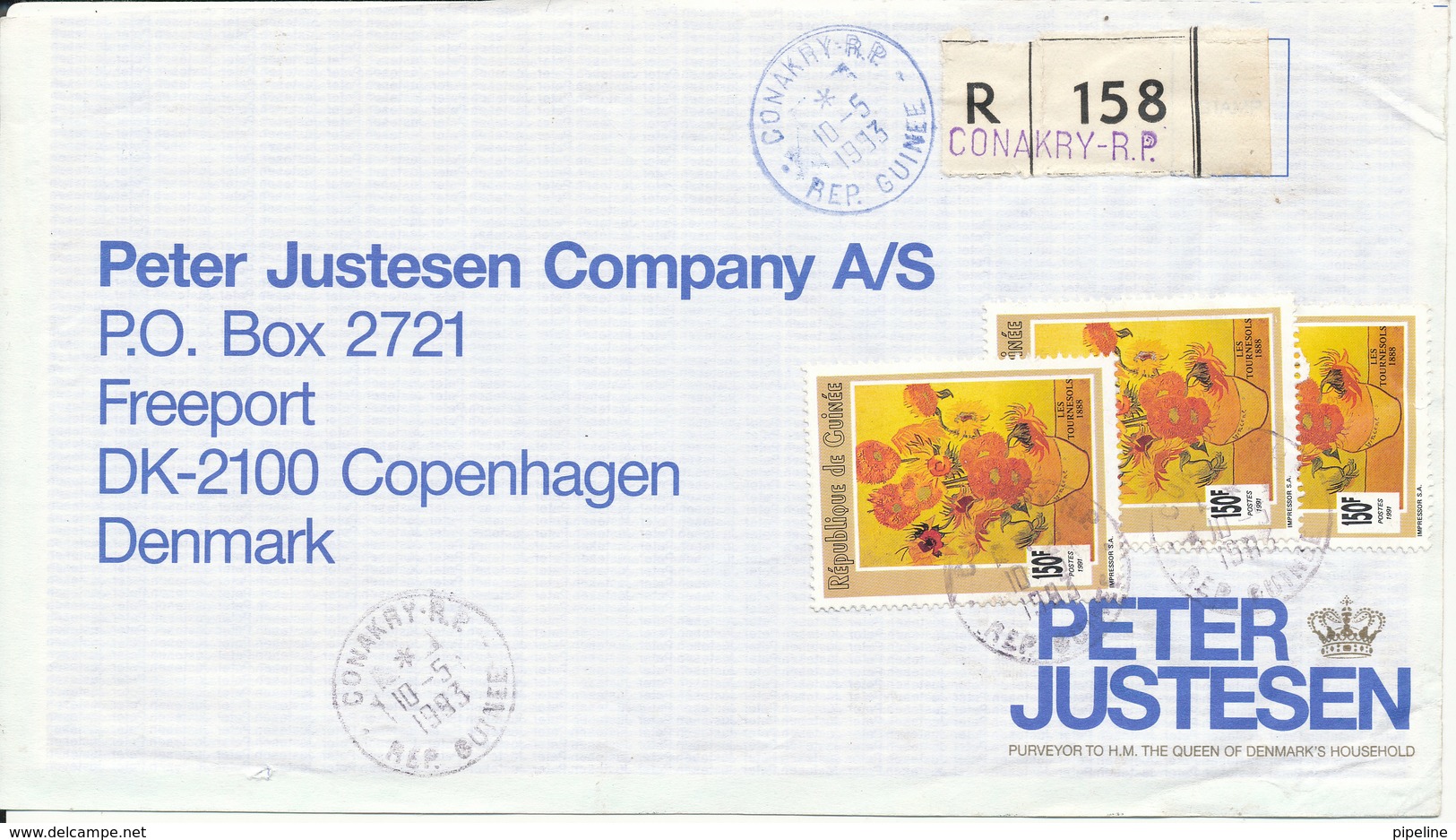 Guinea Registered Cover Sent To Denmark Conakry 10-5-1993 Topic Stamps - Guinée (1958-...)