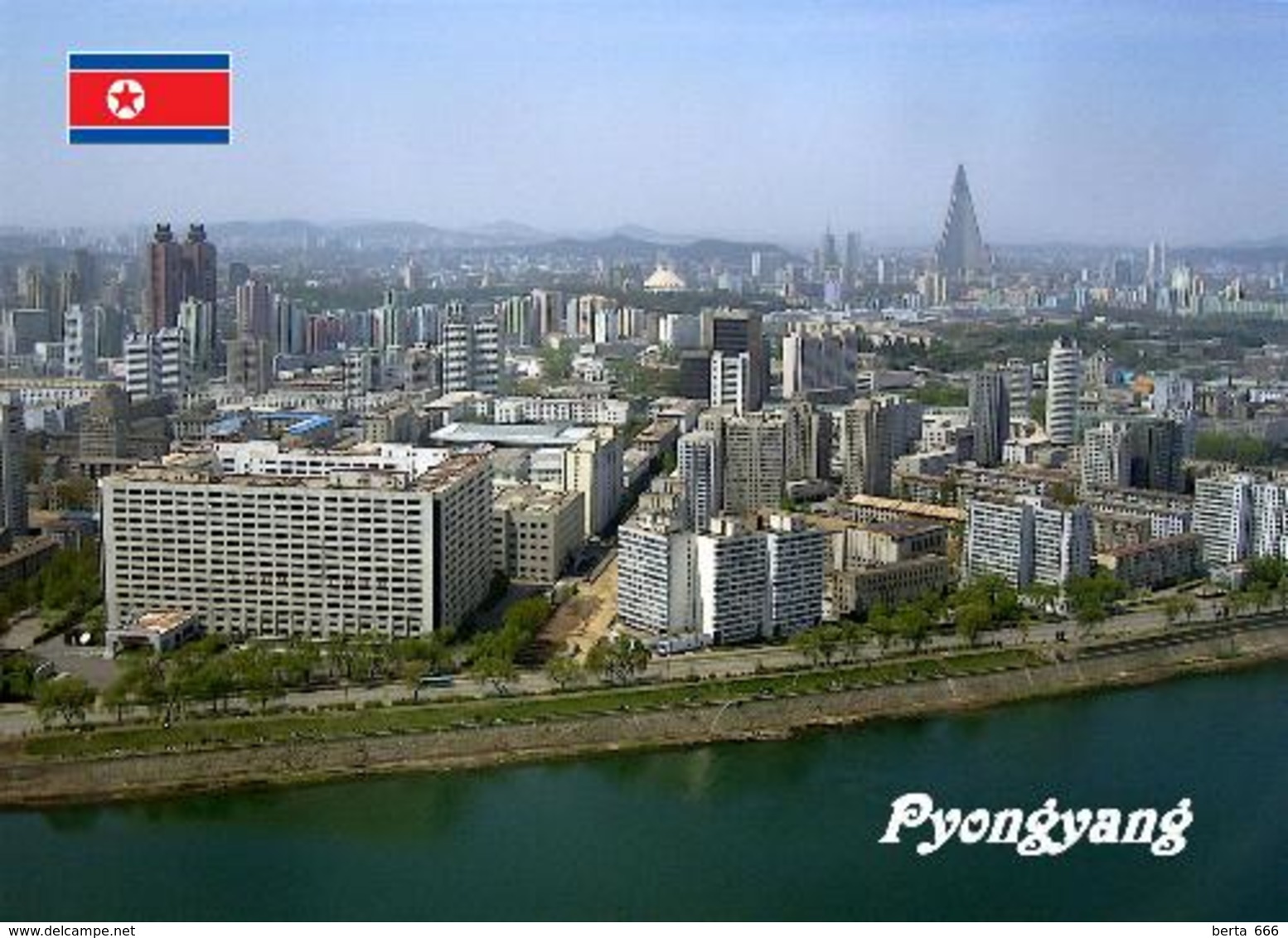 AK Nordkorea North Korea Pyongyang Waterfront Aerial View New Postcard - Korea (Nord)