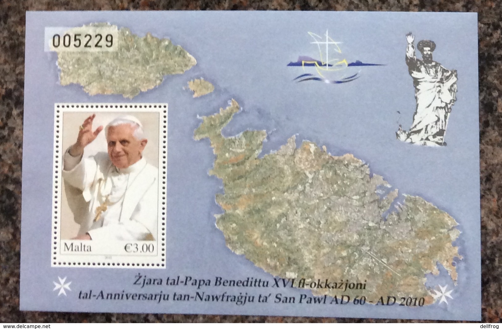 Malta 2010 Papal Visit Sheet Mnh - Malta