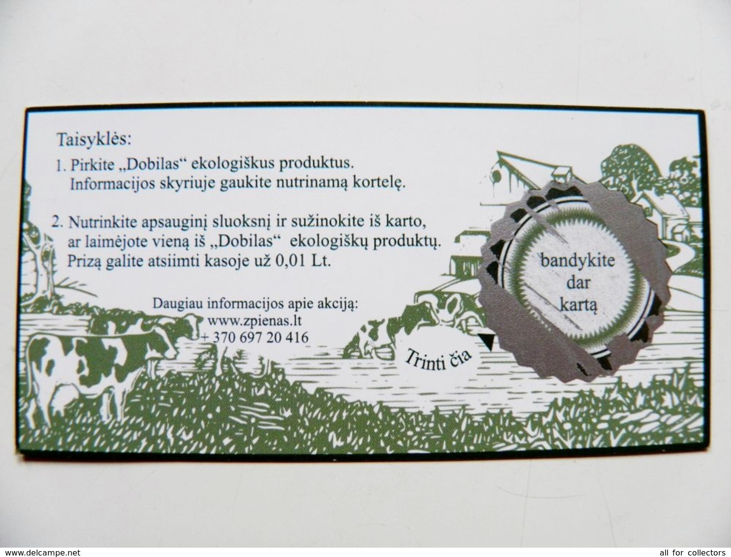 Lottery Lithuania Dobilas Products Of Milk Animals Cow - Lottery Tickets