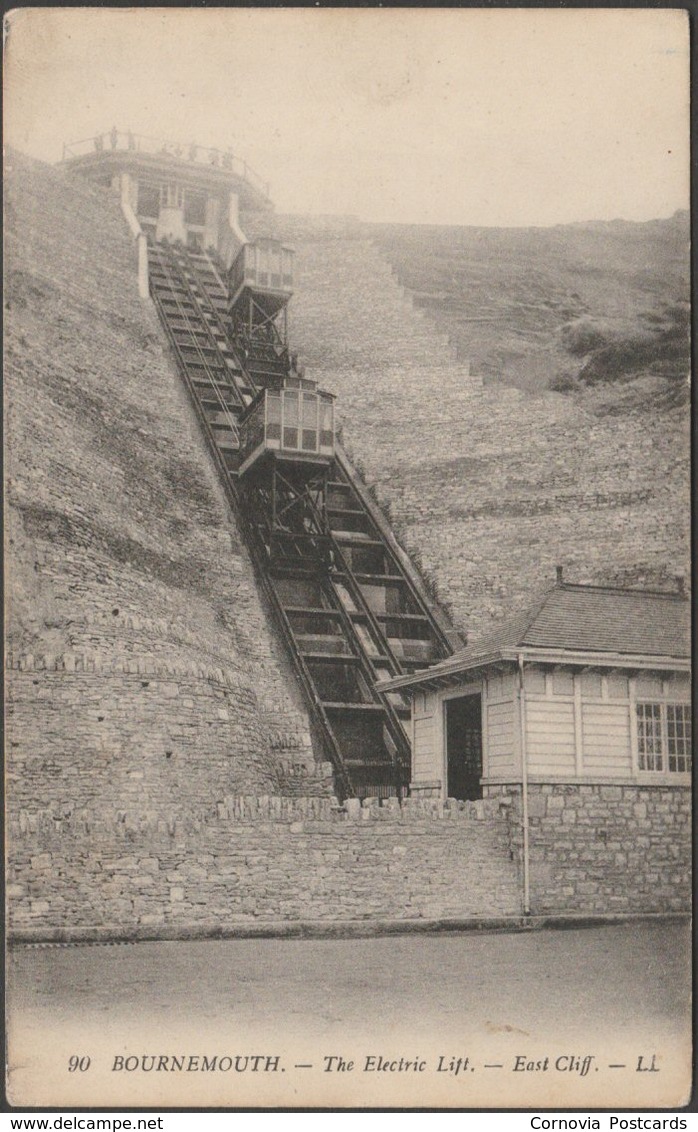 The Electric Lift, East Cliff, Bournemouth, Hampshire, C.1910 - Lévy Postcard LL90 - Bournemouth (avant 1972)