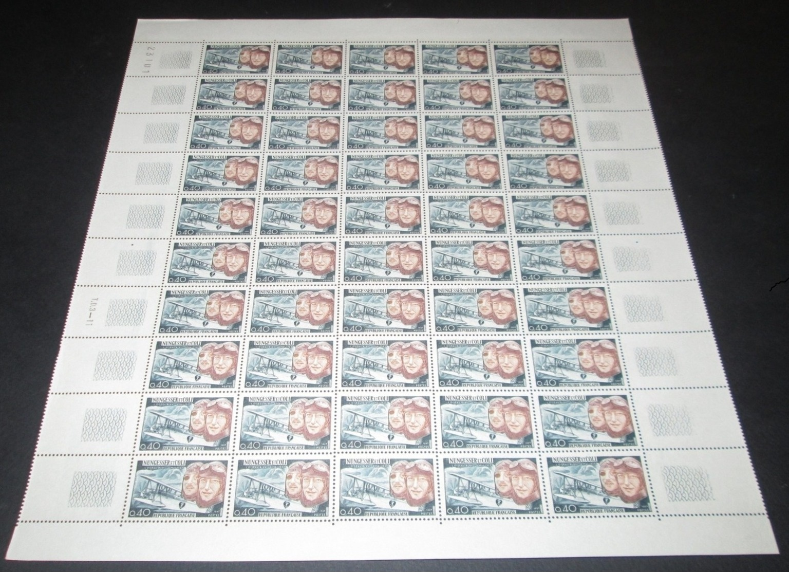 France 1967 Neuf** N° 1523 AVION NUNGESSER COLI  Feuille Complète (full Sheet) - Full Sheets