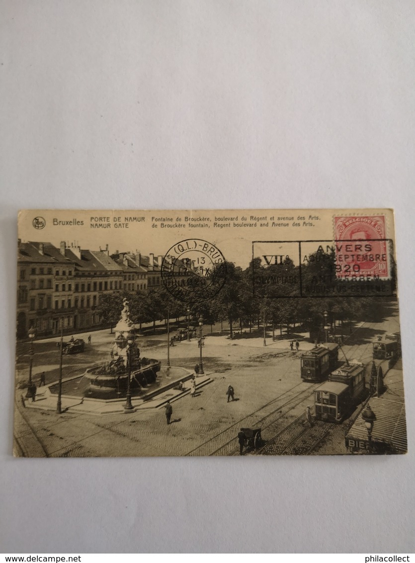 Bruxelles // Porte De Namur // Blvd. Regent Et Ave. Des Arts Avec Belle Trams 1920 - Vervoer (openbaar)
