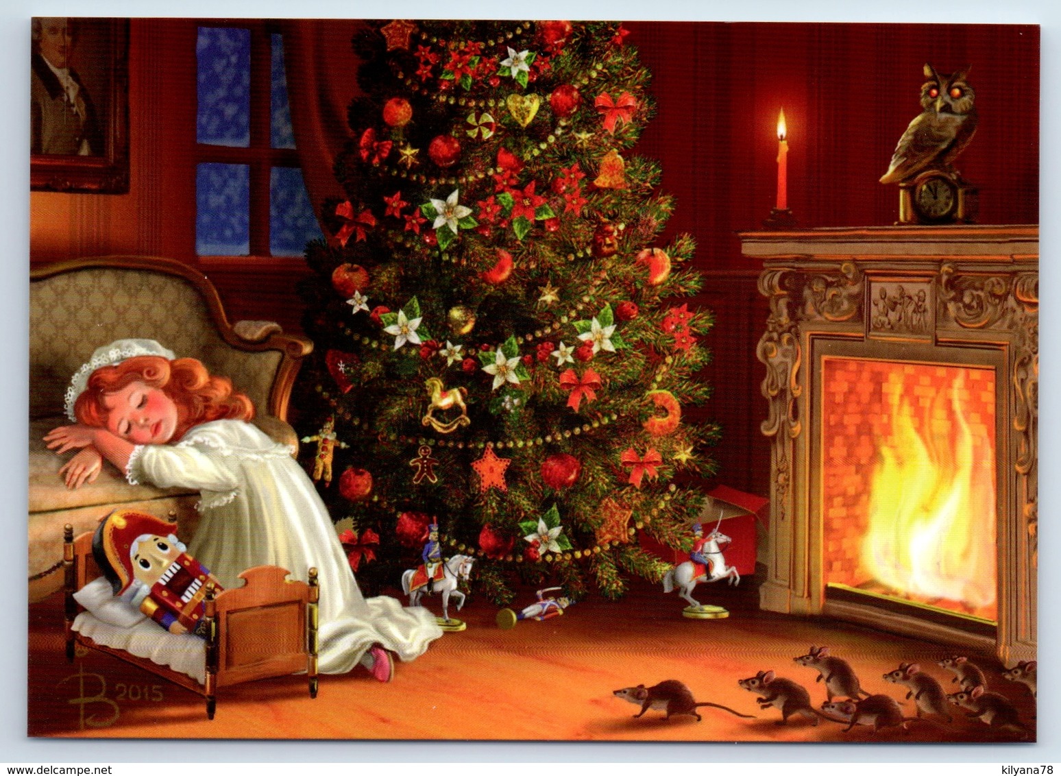 LITTLE GIRL Sleeps Nutcracker And Mice Tale Fireplace New Unposted Postcard - Autres & Non Classés