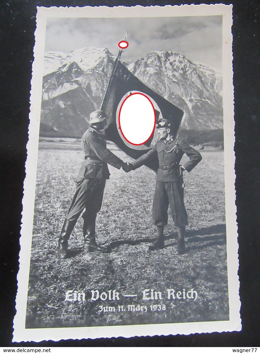 Postkarte Propaganda Anschluss Österreich 1938 "Ein Volk - Ein Reich" - Text! - Lettres & Documents