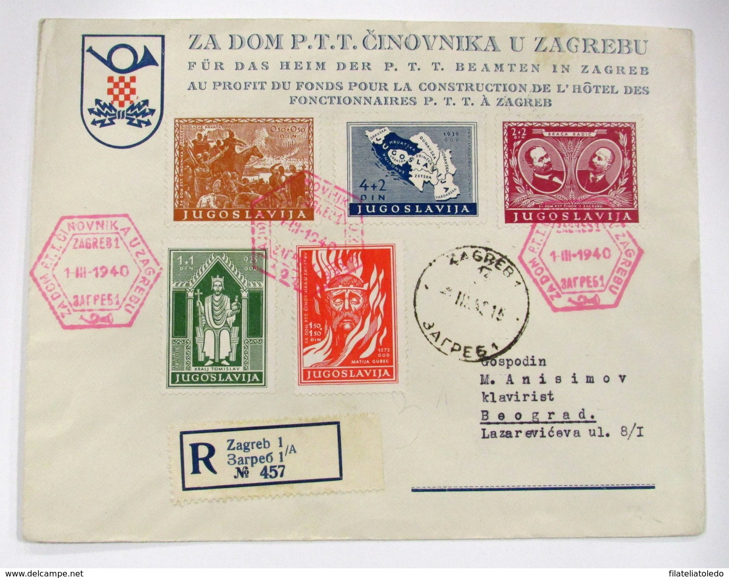 Yugoslavia 375/9 - Cartas & Documentos