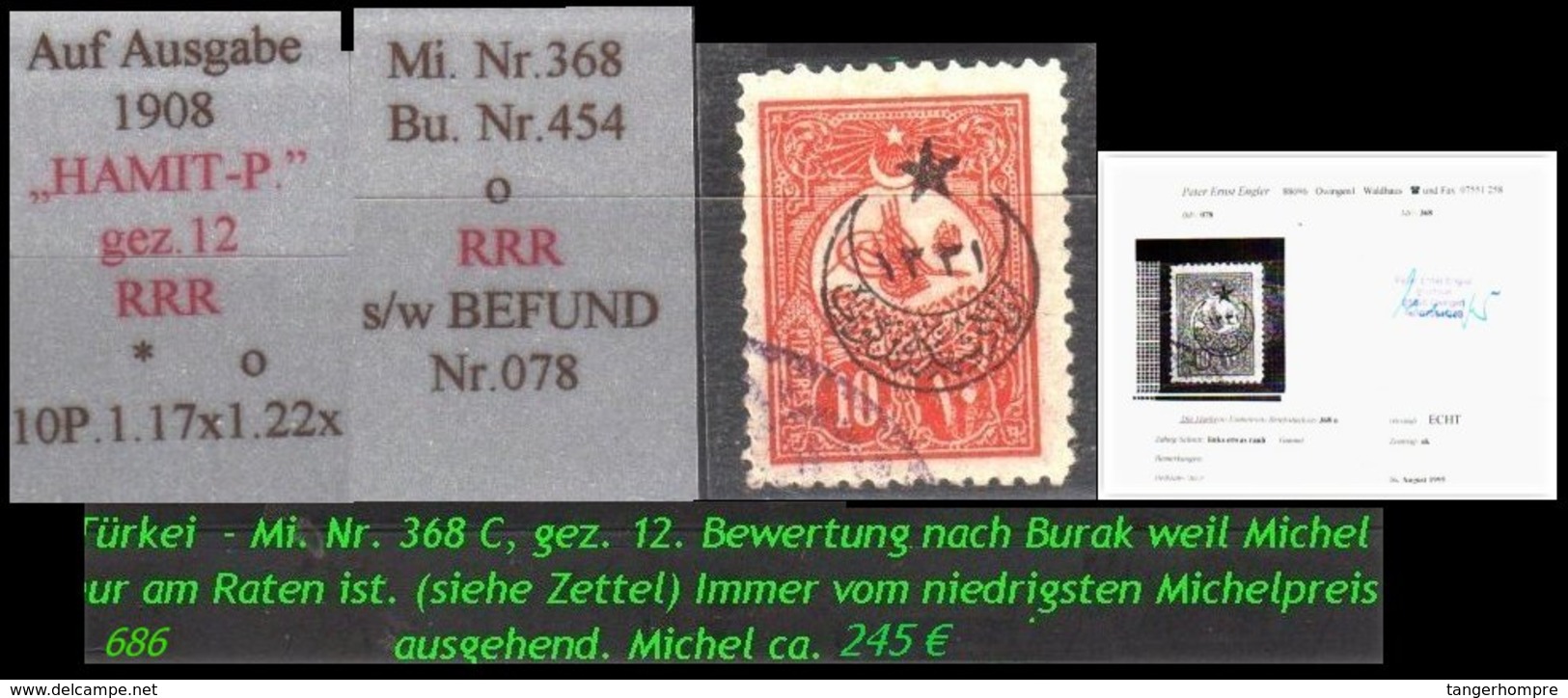 TURKEY ,EARLY OTTOMAN SPECIALIZED FOR SPECIALIST, SEE... Mi. Nr. 368 C - Befund - RRR- - Gebraucht