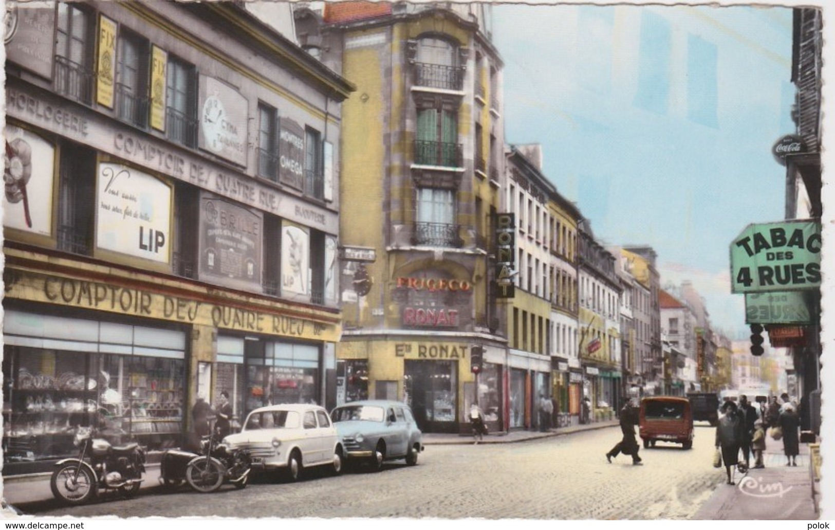 Bt - Cpsm Petit Format ST DENIS - Rue Gabriel Péri (commerces : Tabac, Ets Ronat, Comptoir Des 4 Rues & Voitures ) - Saint Denis